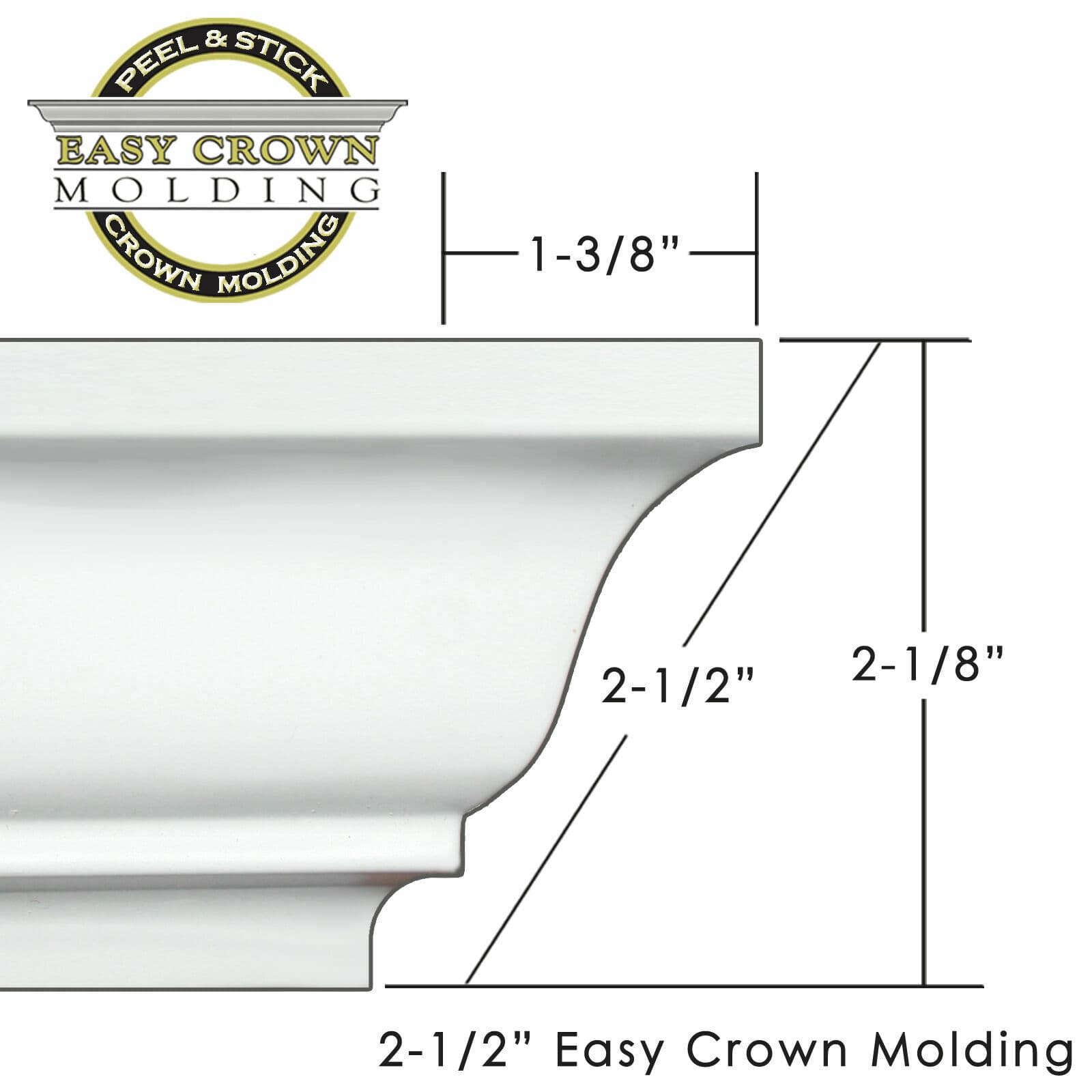 Peel & Stick Easy Crown Molding - 200' room Kit -16 inside 4 outside corners