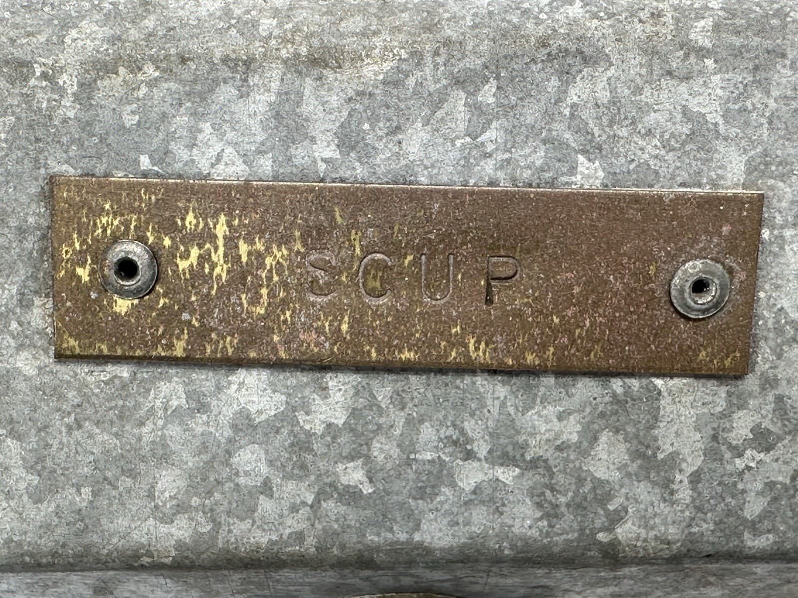 Vintage SCOUP Gable Top Galvanized Sheet Metal Toolbox Tray Pop Rivet Handmade 2