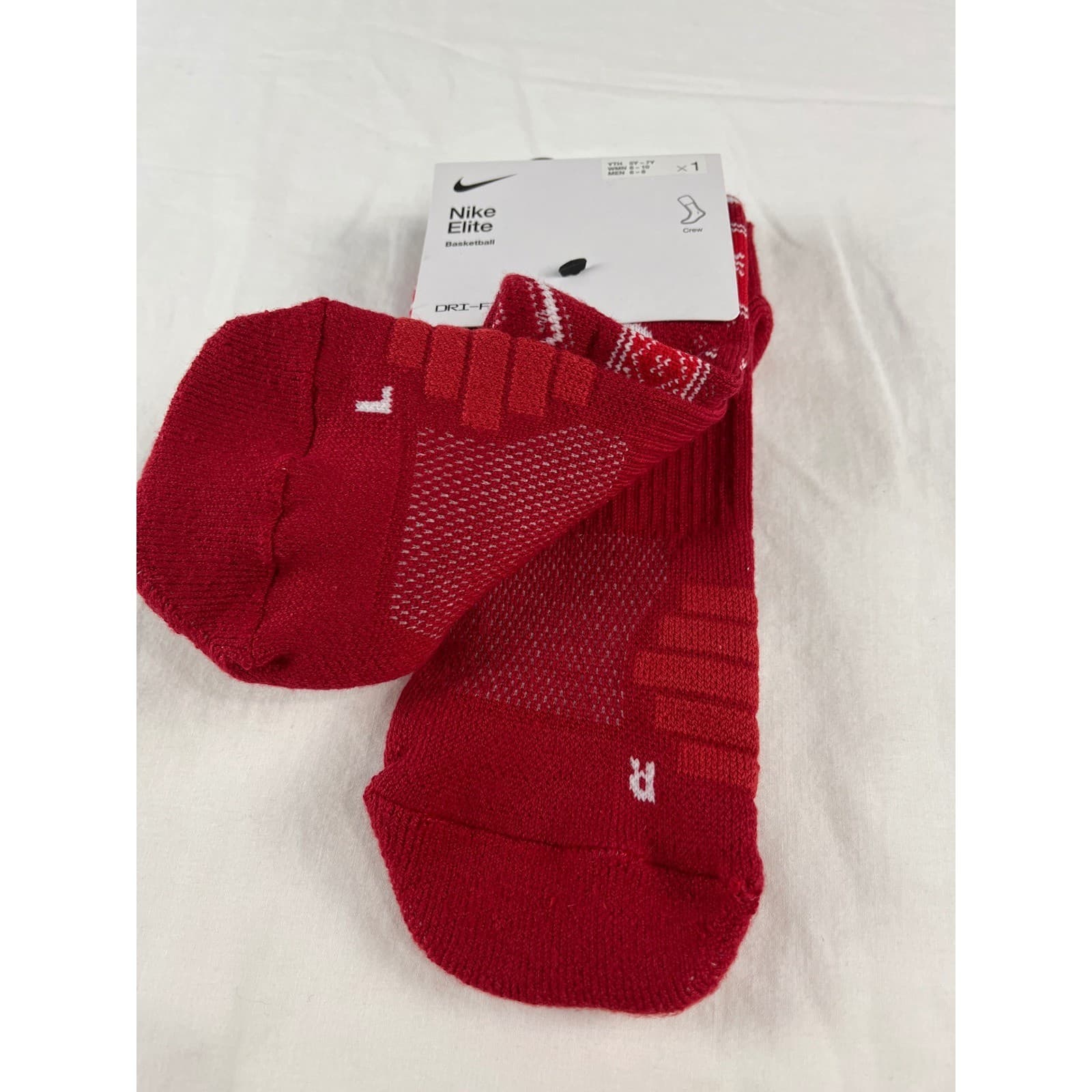 Nike Elite Basketball Crew Socks Youth 5Y 7Y Red Santa Holiday Socks 2