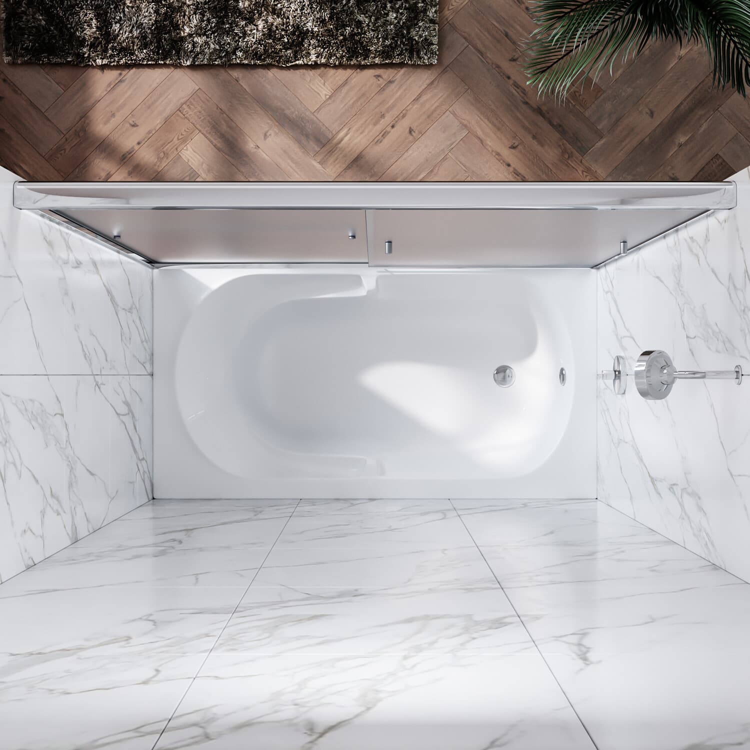 ELEGANT 60"W x 57.4"H Bypass Sliding Shower Door for Bathtub 1/4" Frosted Glass 4