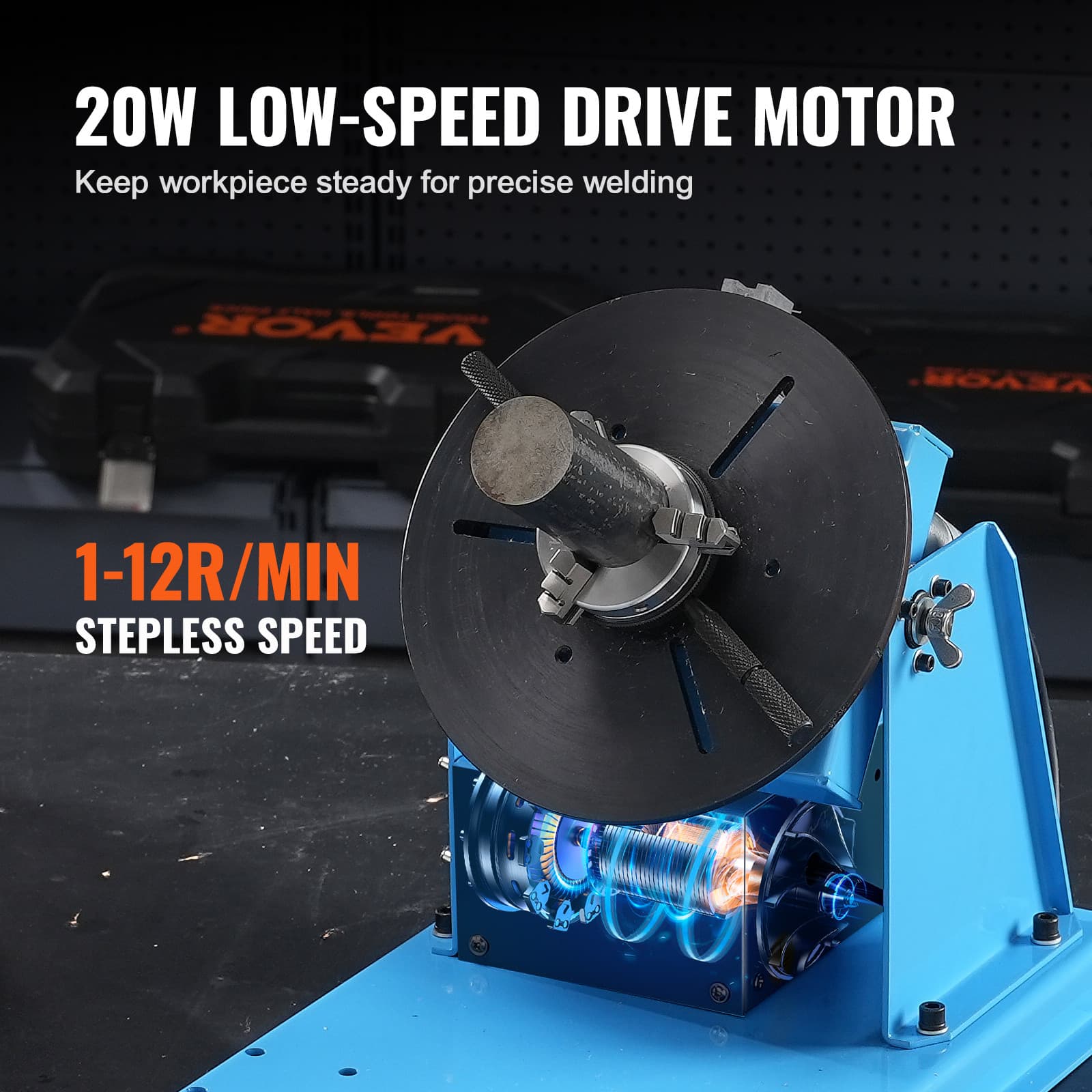 VEVOR 10KG Rotary Welding Positioner 0-90° Positioning Turntable Table 1-12RPM 4