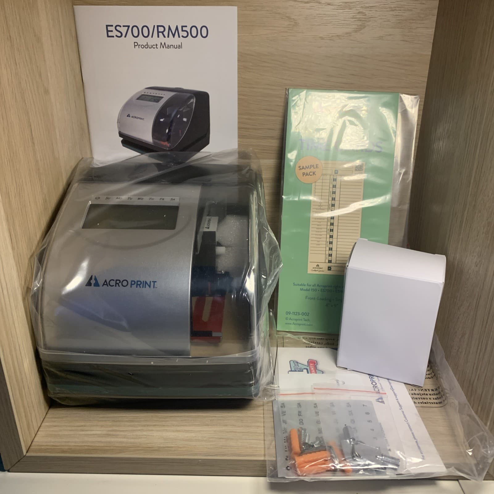 Acroprint ES700 Electronic Time Card Clock Recorder with Keys, Manual Power Cord 2