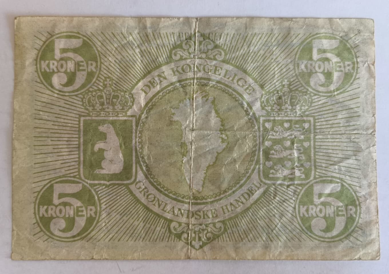 Gronland Greenland 5 Kroner 1945 P18 VF 2