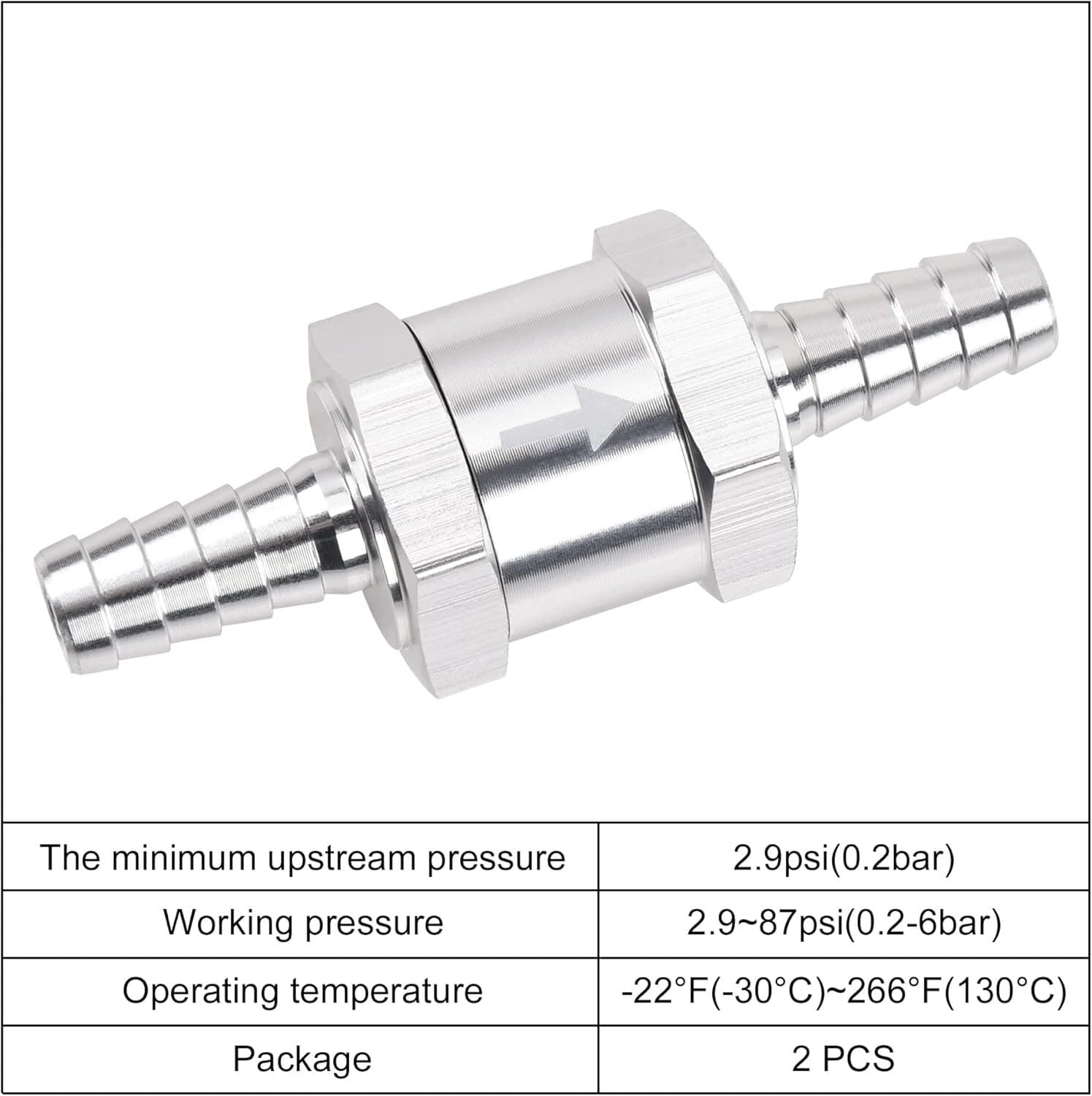 2x 10mm 3/8" Fuel Line Non-Return One Way Air Fuel Oil Check Valve Diesel Gas 4