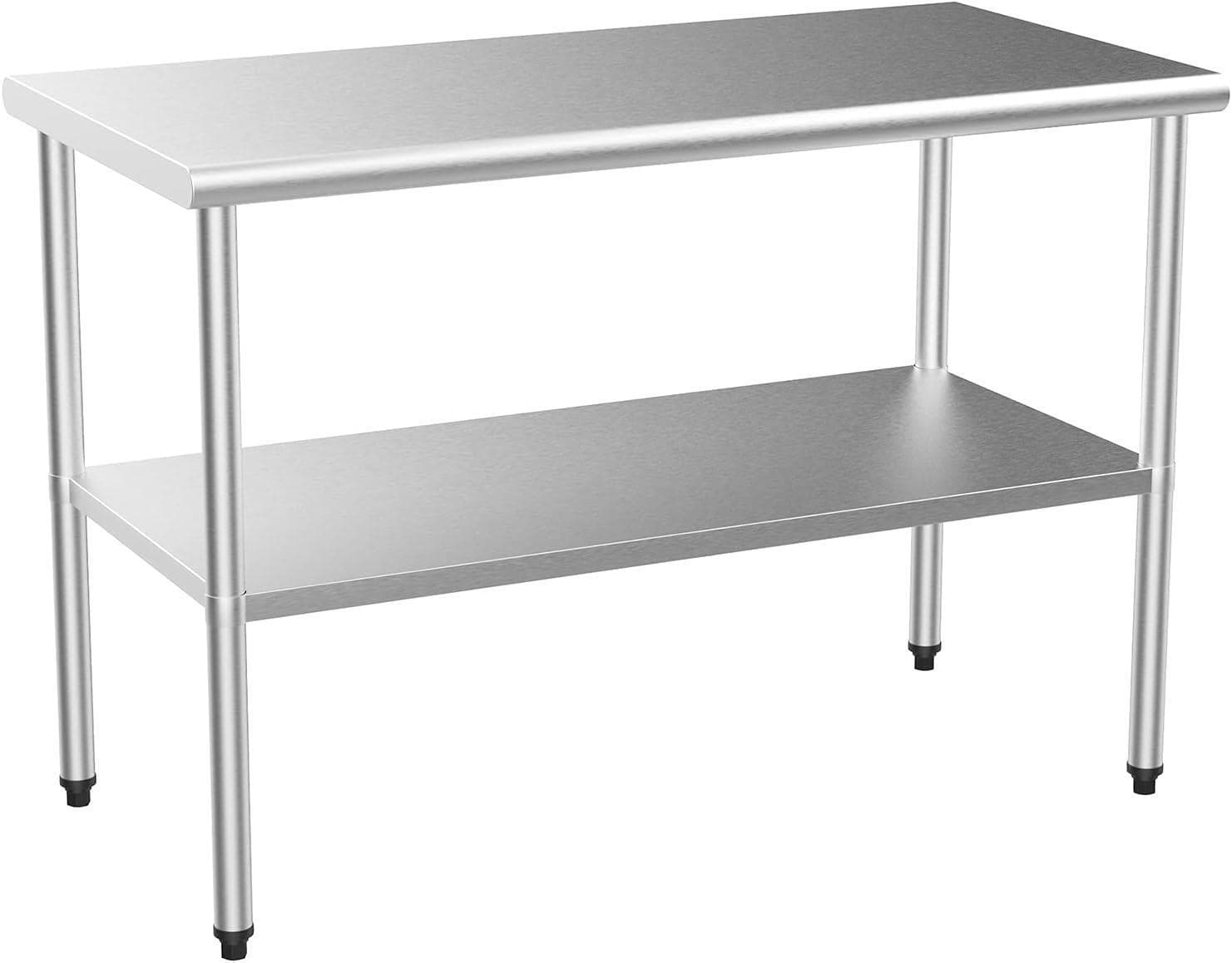 48'' x 24'' Stainless Steel Prep & Work Table with Adjustable UnderShelf Kitchen 6