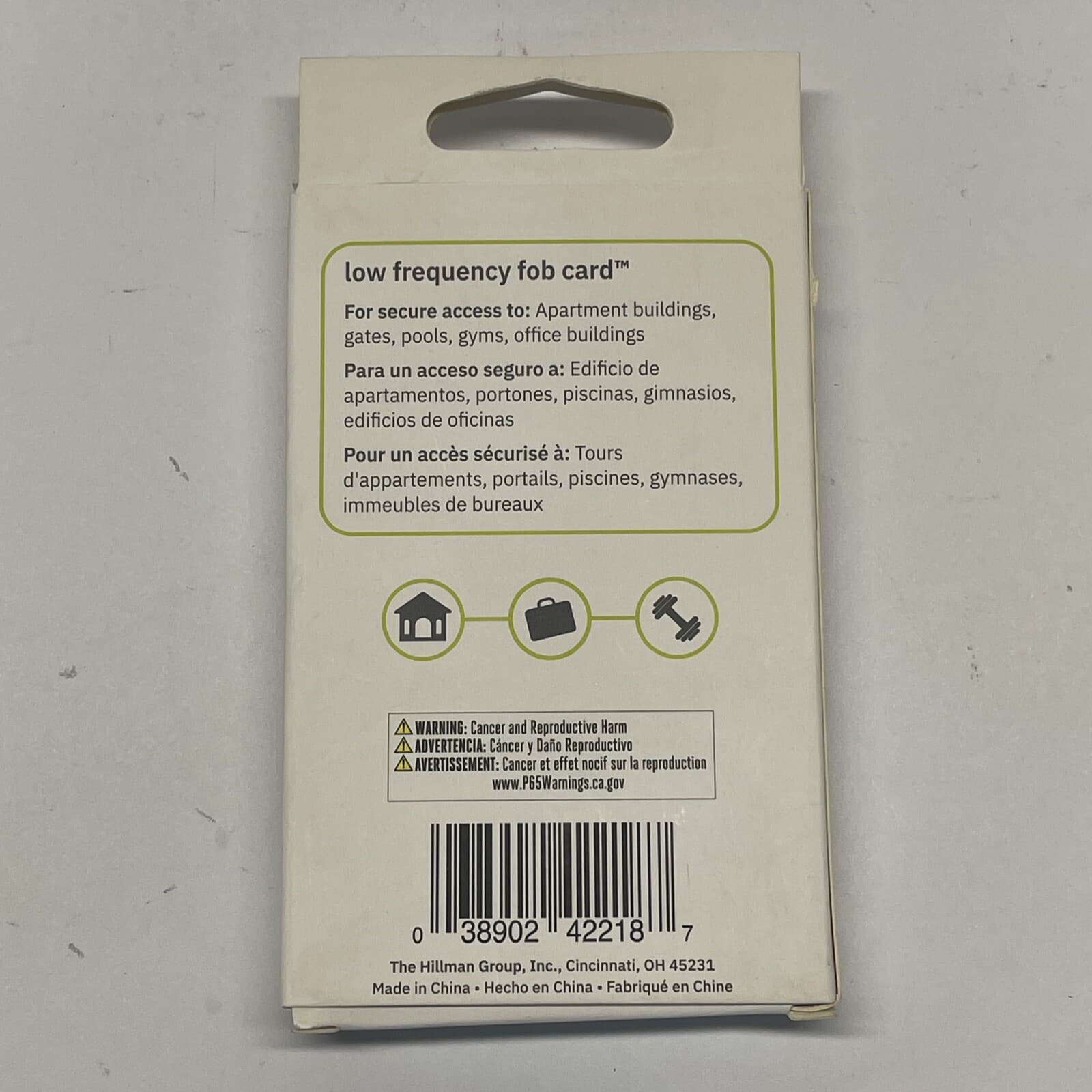 Hillman InstaFob Key Card Low Frequency Fob Card RFID White 125KHz Model 9985112 2