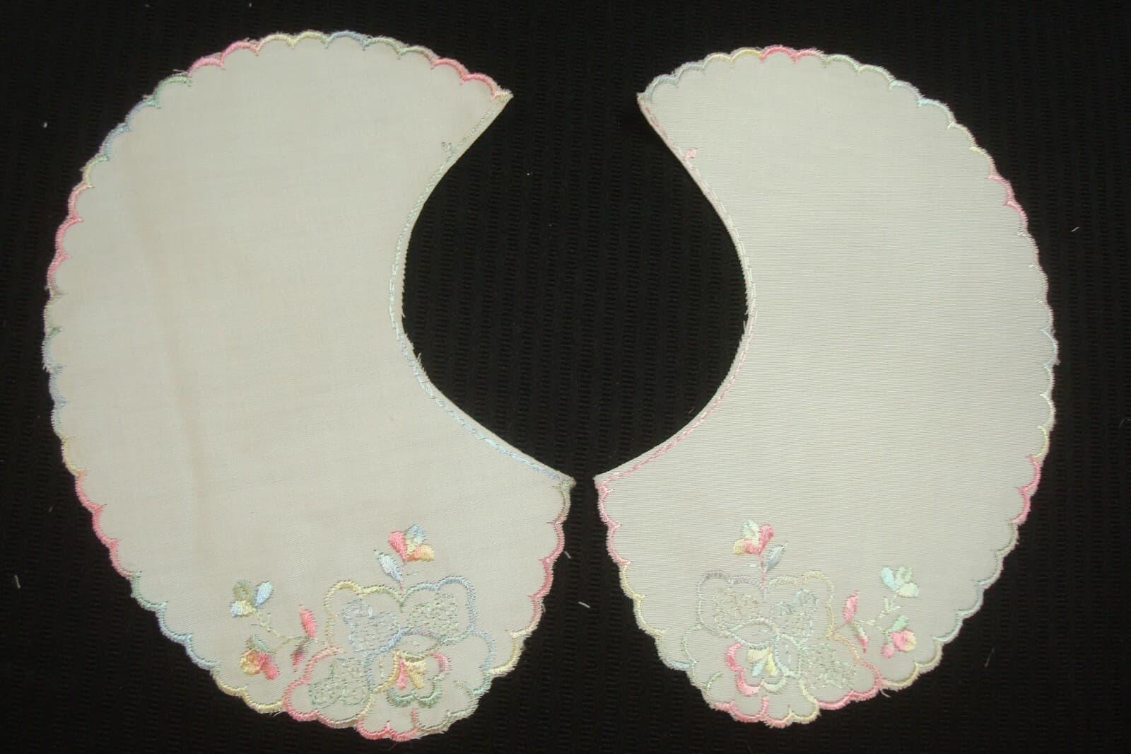 New 3 pr 6 pc Peter Pan Embroidered Dress Collar Girls 4" scalloped White cotton