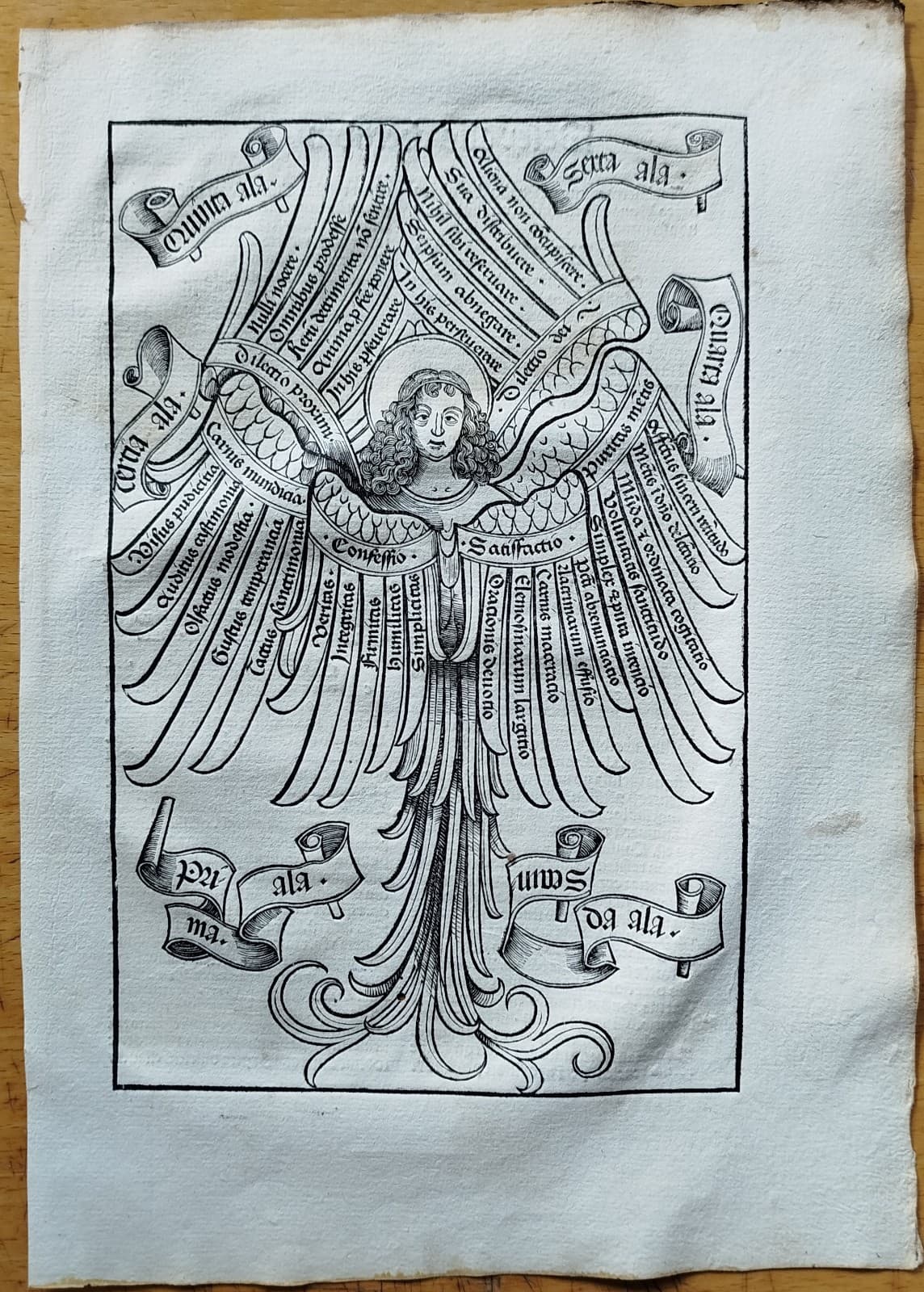 Seraph Original Incunable Woodcut Bonaventura Opuscula Strasbourg Husner - 1495 2