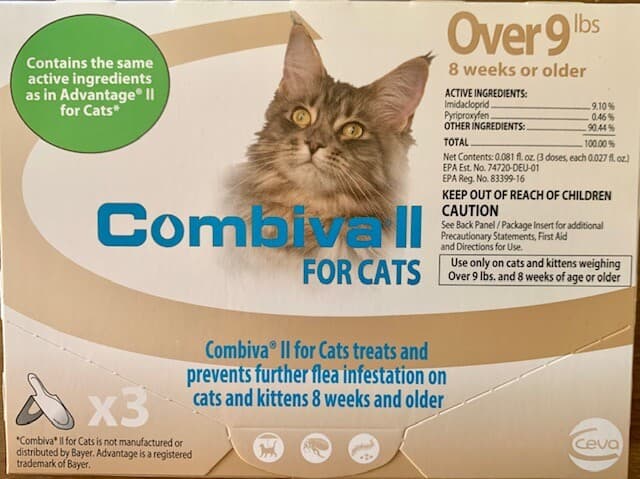 Combiva II for Cats over 9 lbs, 3 vials, same active ingredients as Advantage II