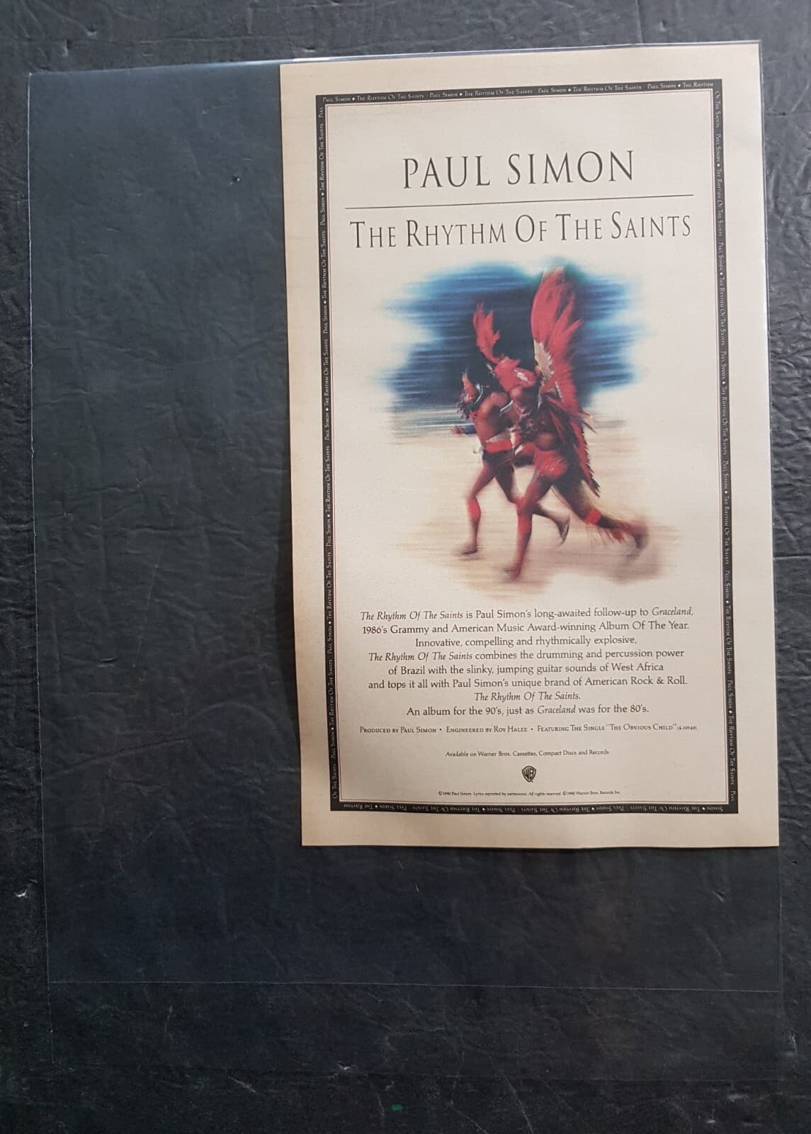 Paul Simon The Rhythm Of The Saints Album Promo Print Advertisement Vintage 1990 2