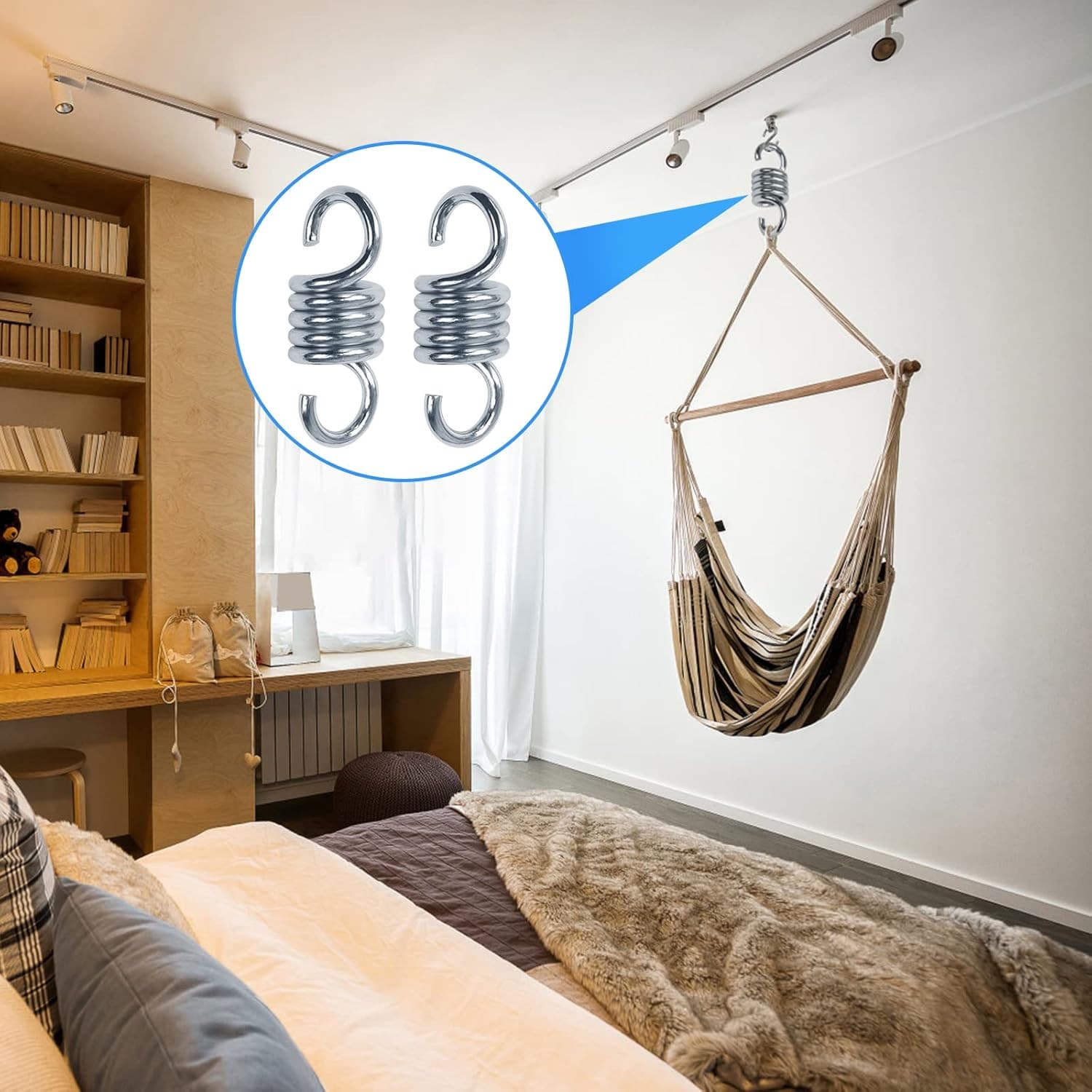 2 Pcs Heavy Duty Spring Hammock Chair Spring Porch Swing Springs Hook Suspension 5