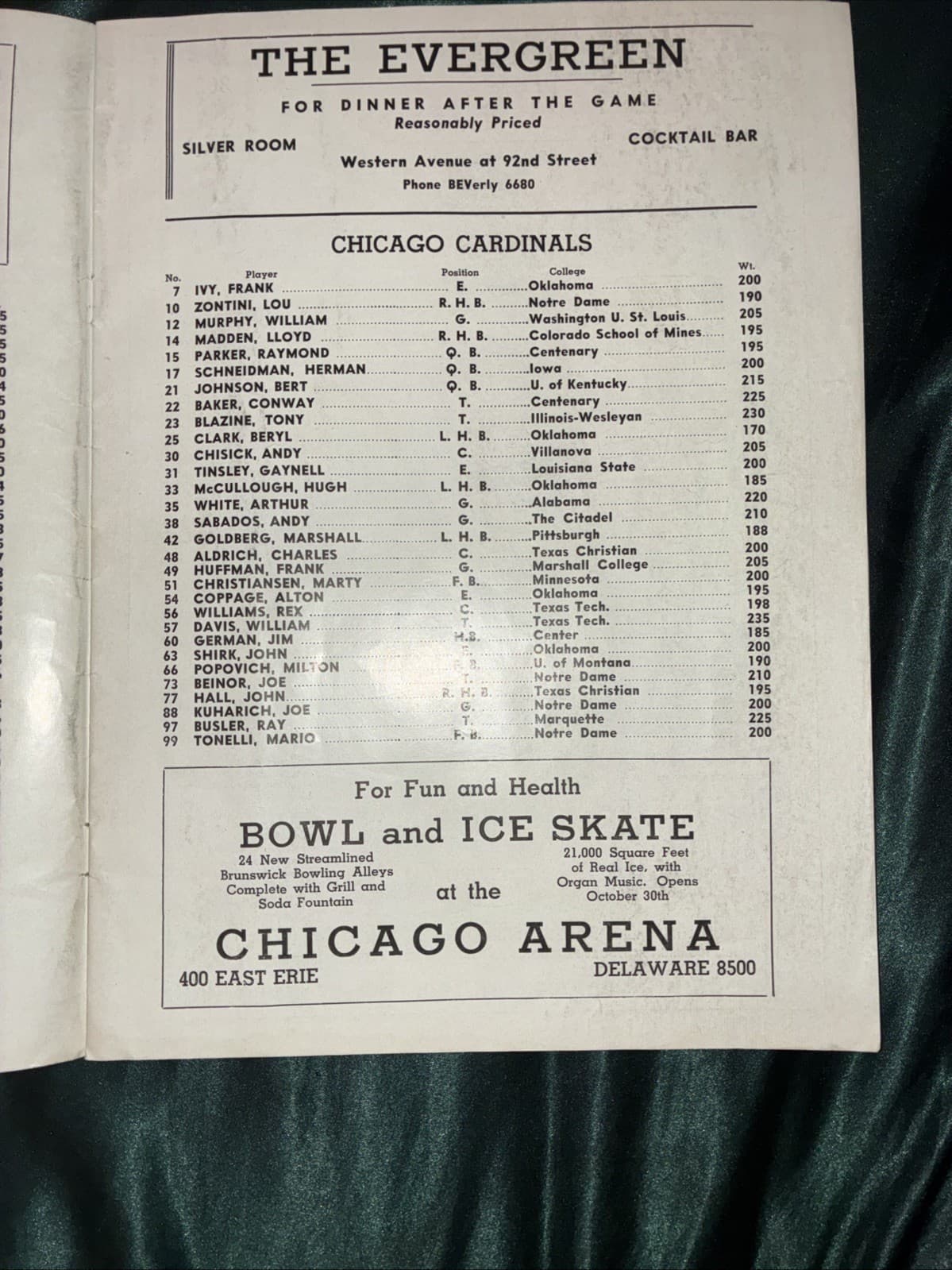 1940 Green Bay Packers football program Chicago Cardinals NFL Comisky Park 4