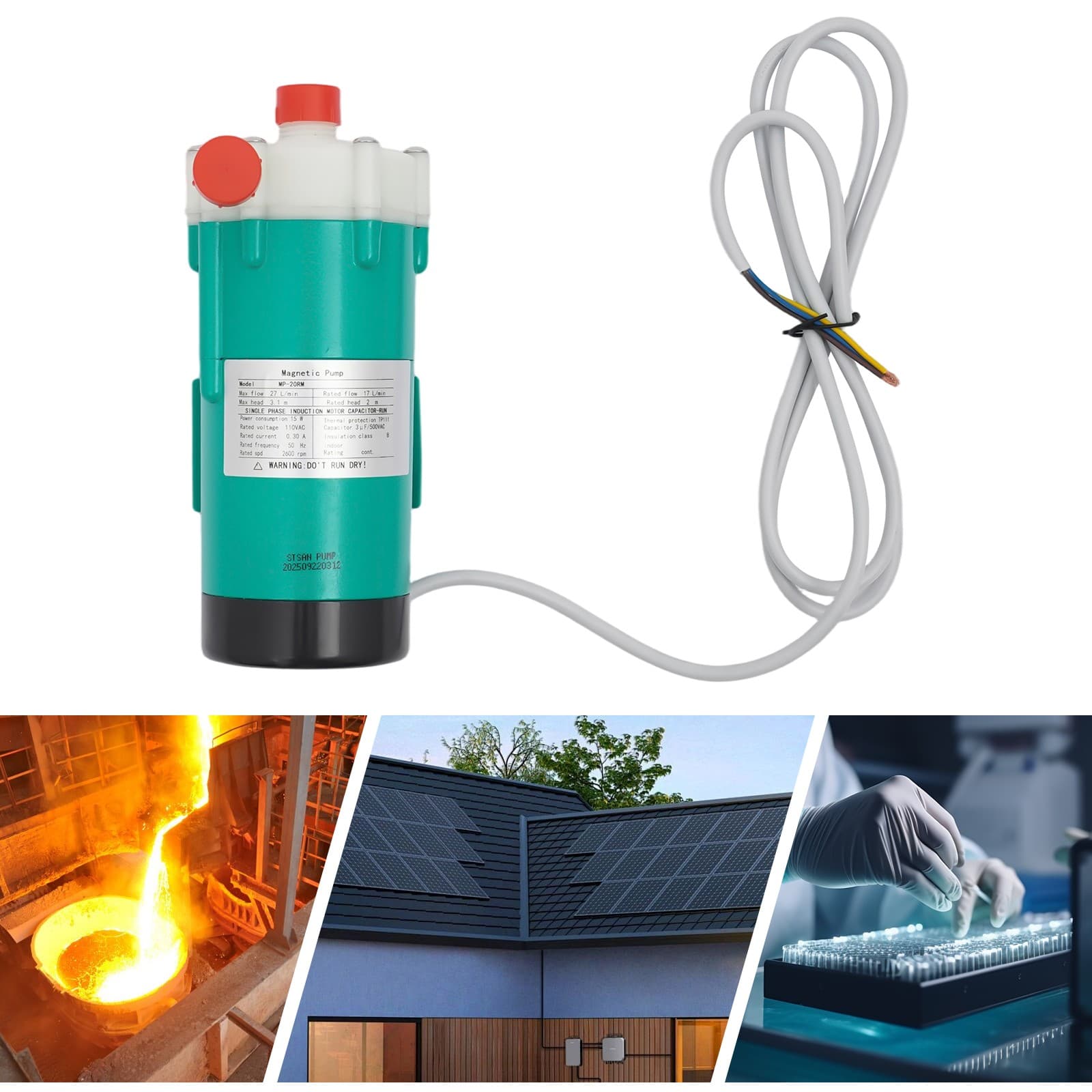 27L/Min Magnetic Drive Water Pump Industrial Chemical Water Pump 2600r/Min 15W 4