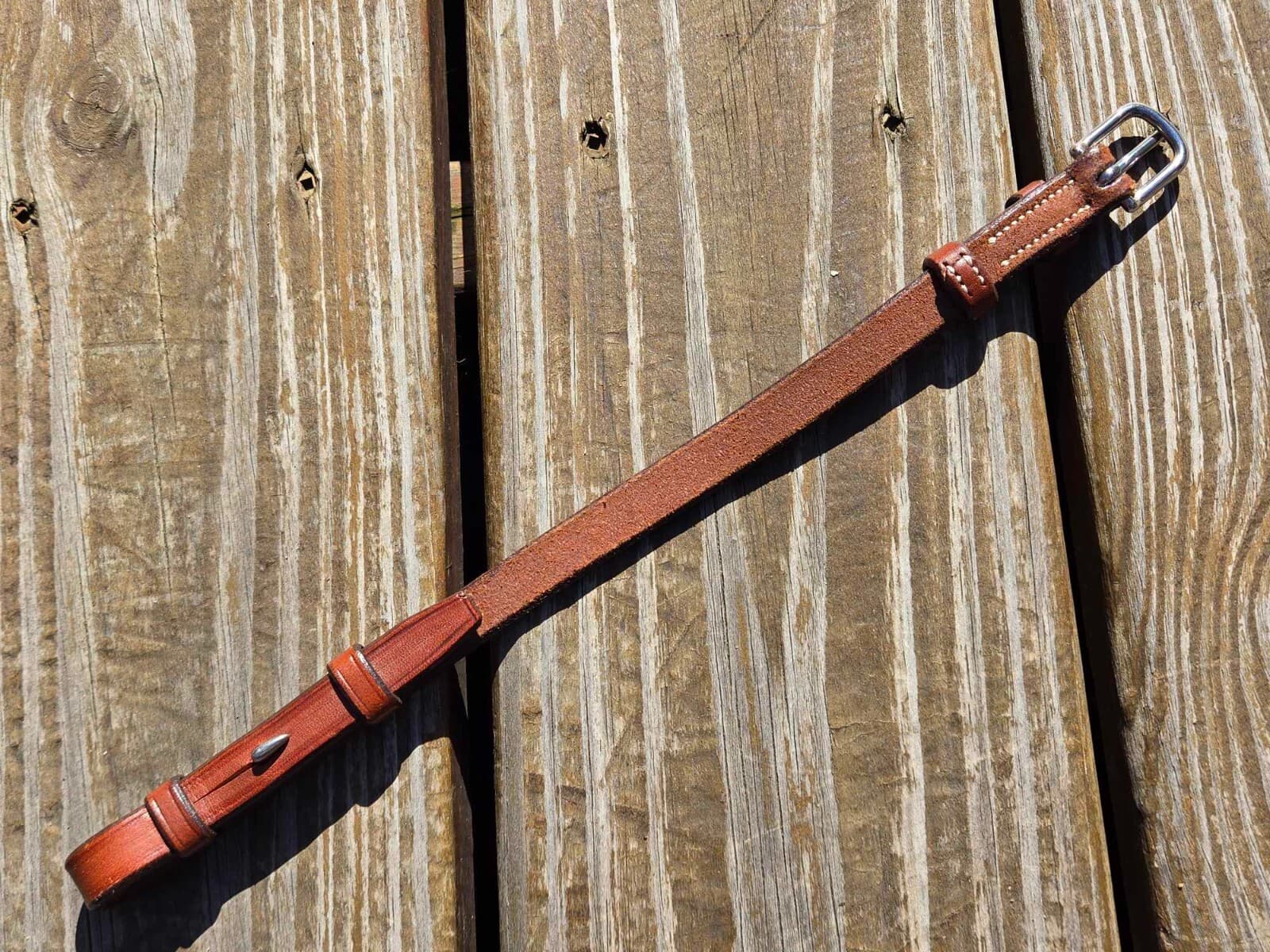 CWD Brown Leather SINGLE Cheekpiece - Bridle Replacement Part - 12" L 4