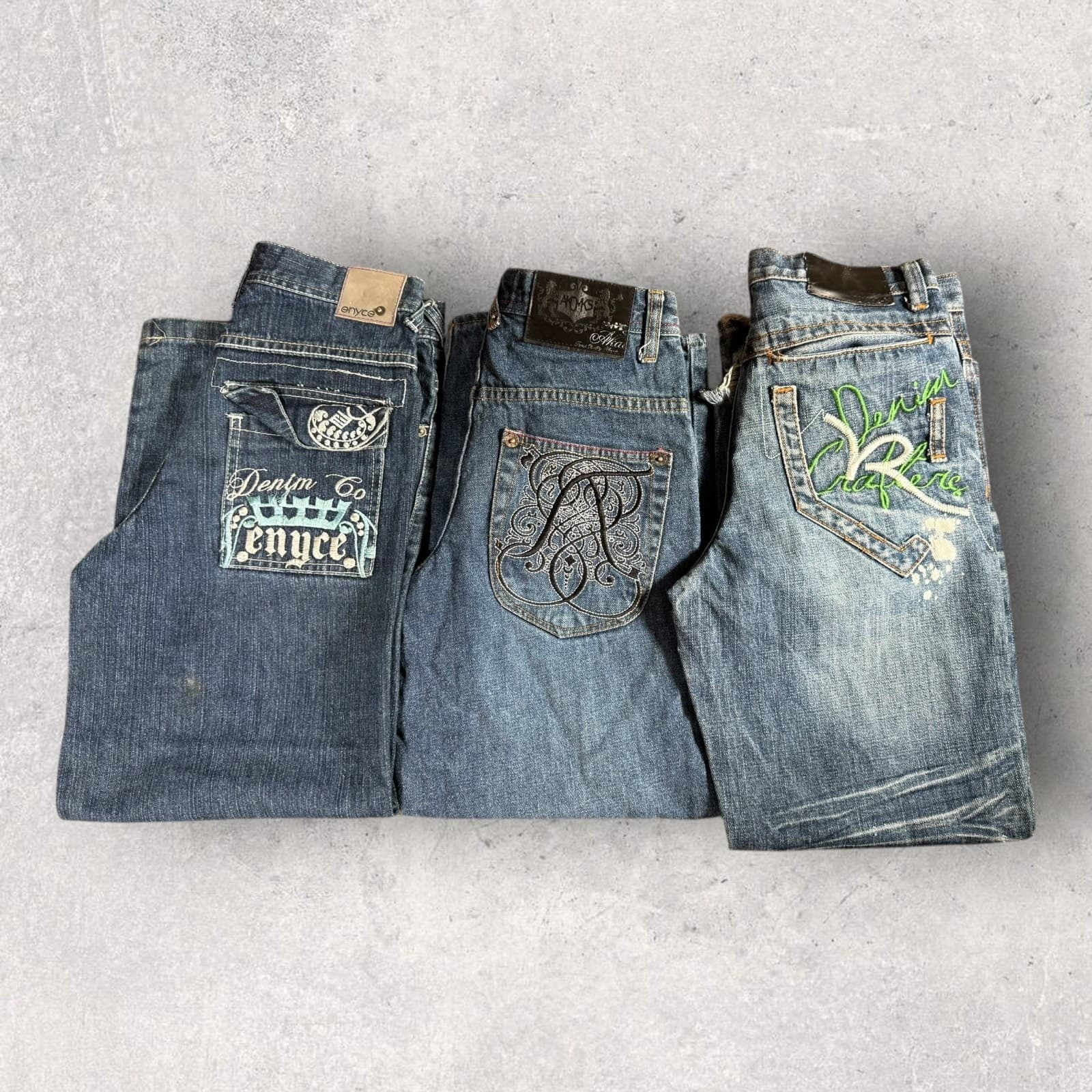 Vintage Y2K Eynce Rocawear Akademiks Baggy Denim Jeans Youth Size 10 Lot of 3