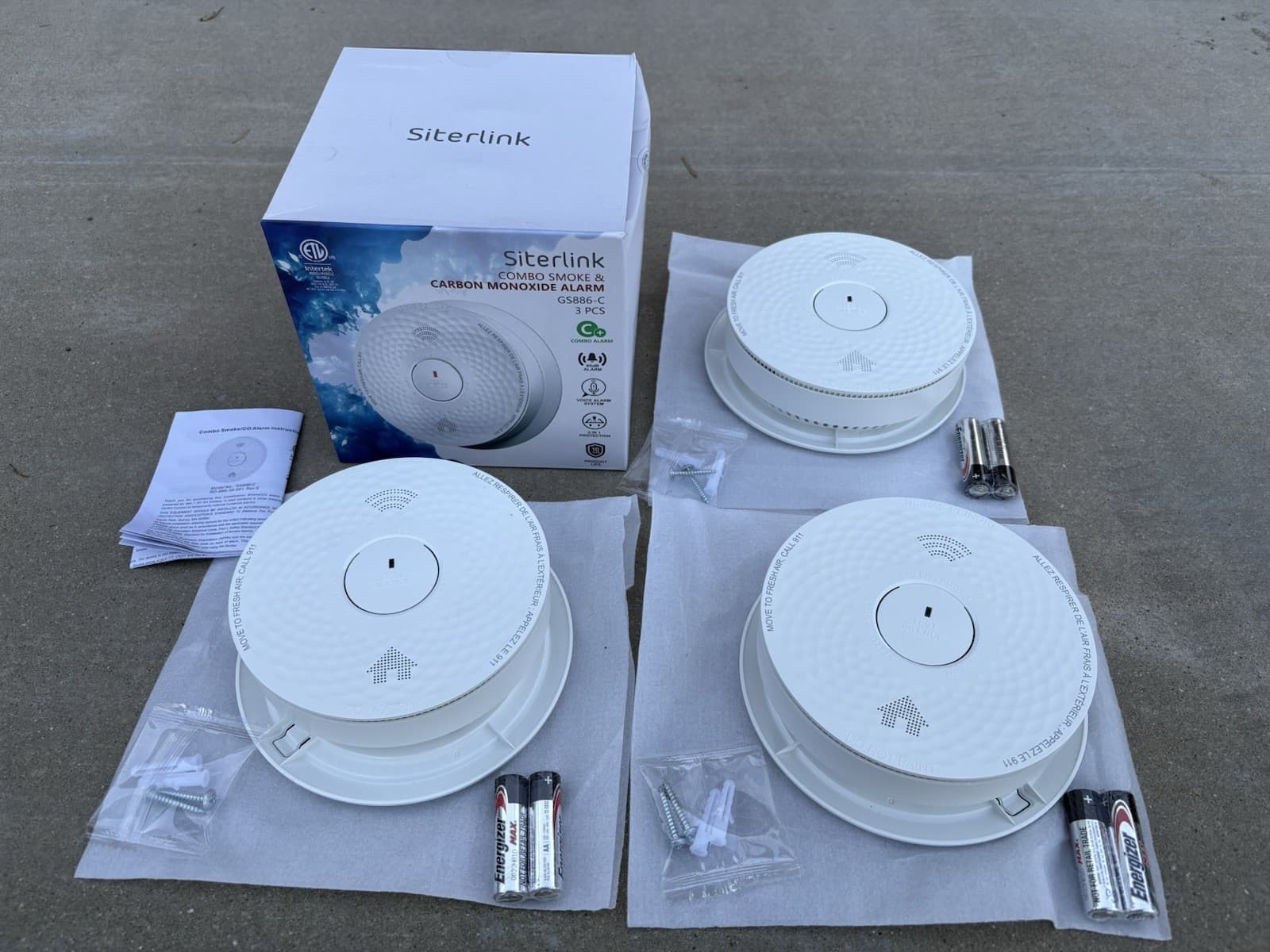 3 Pack Photoelectric Smoke and Carbon Monoxide Detector