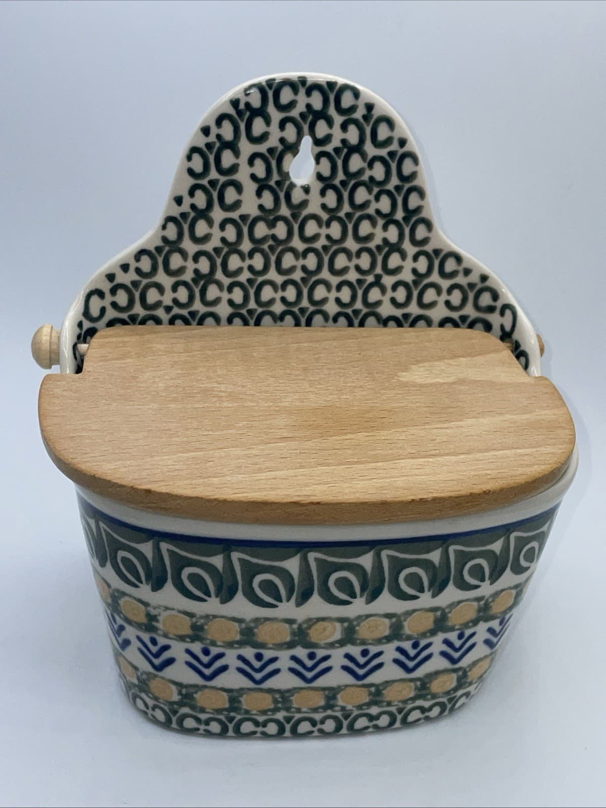 Hanging Salt Cellar Made In Poland By Ceramika Artystyczna Green Pottery 2