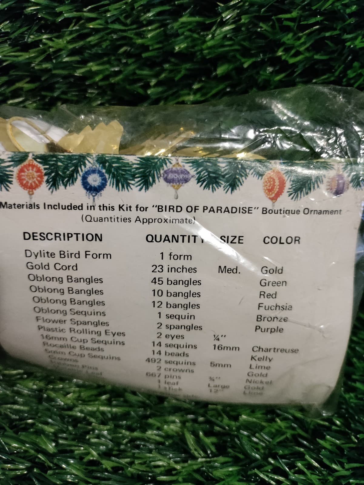 RARE! LeeWards BIRD OF PARADISE Vintage 1973 Sequin Bead Christmas Ornament Kit 2