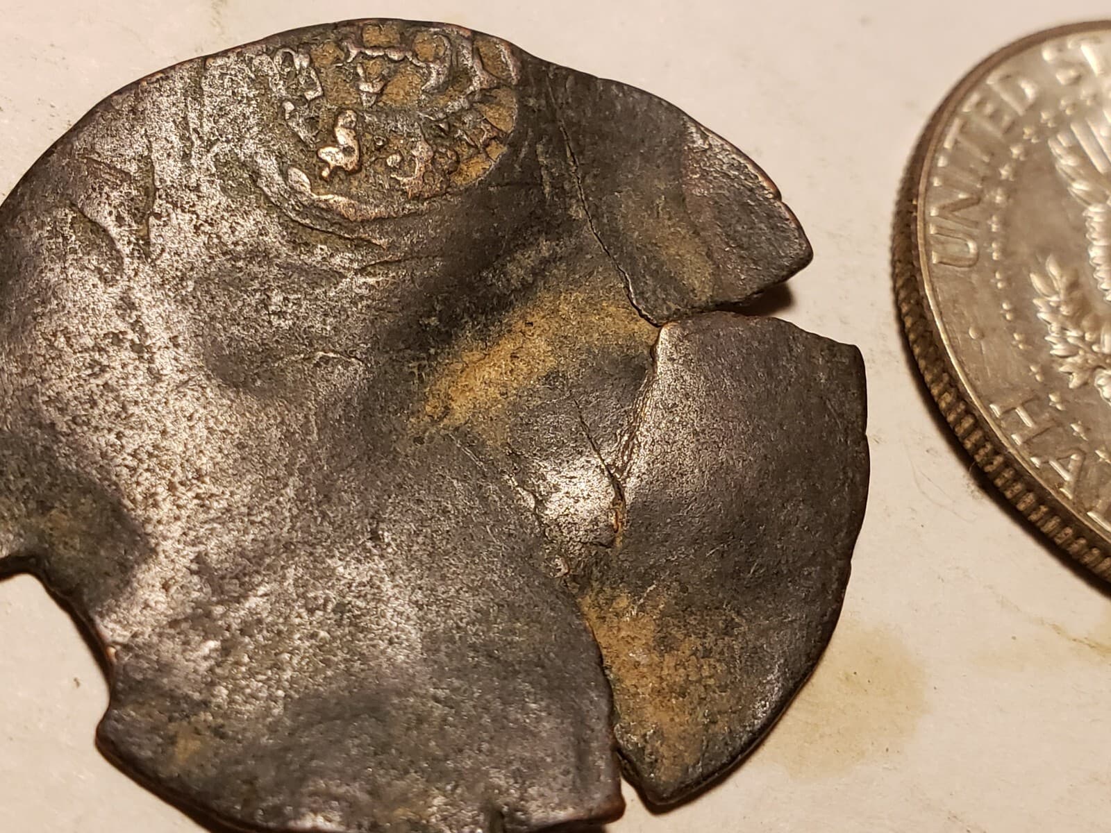 Large 32 x 34mm 1641 SPANISH 12 MARAVEDIS Pirate Coin WAFER-THIN Copper Cob HUGE 5