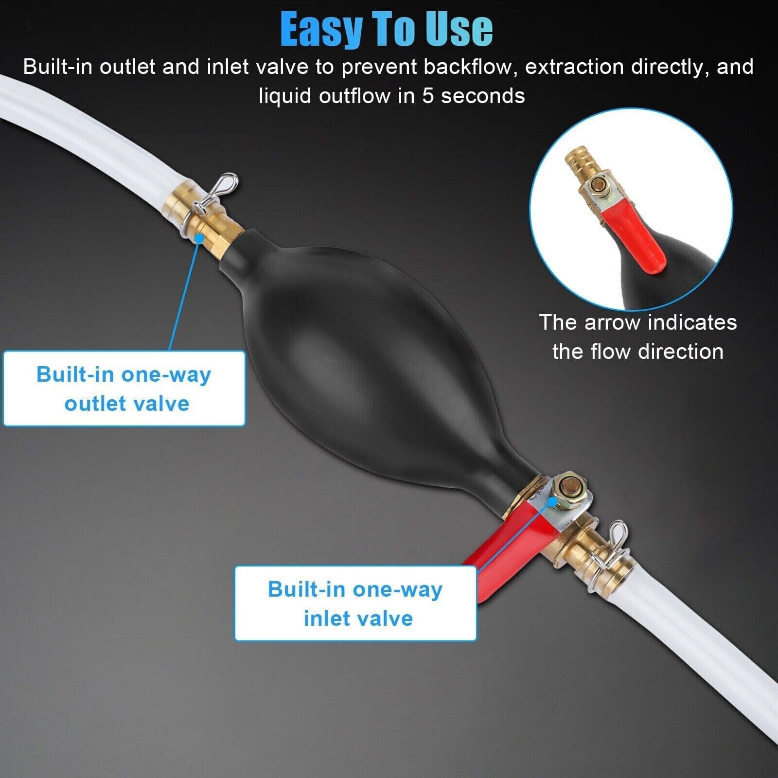 Oil Water Fuel Transfer Hand Pump Gas Transfer Siphon Pump Gasoline Hose Siphone 6