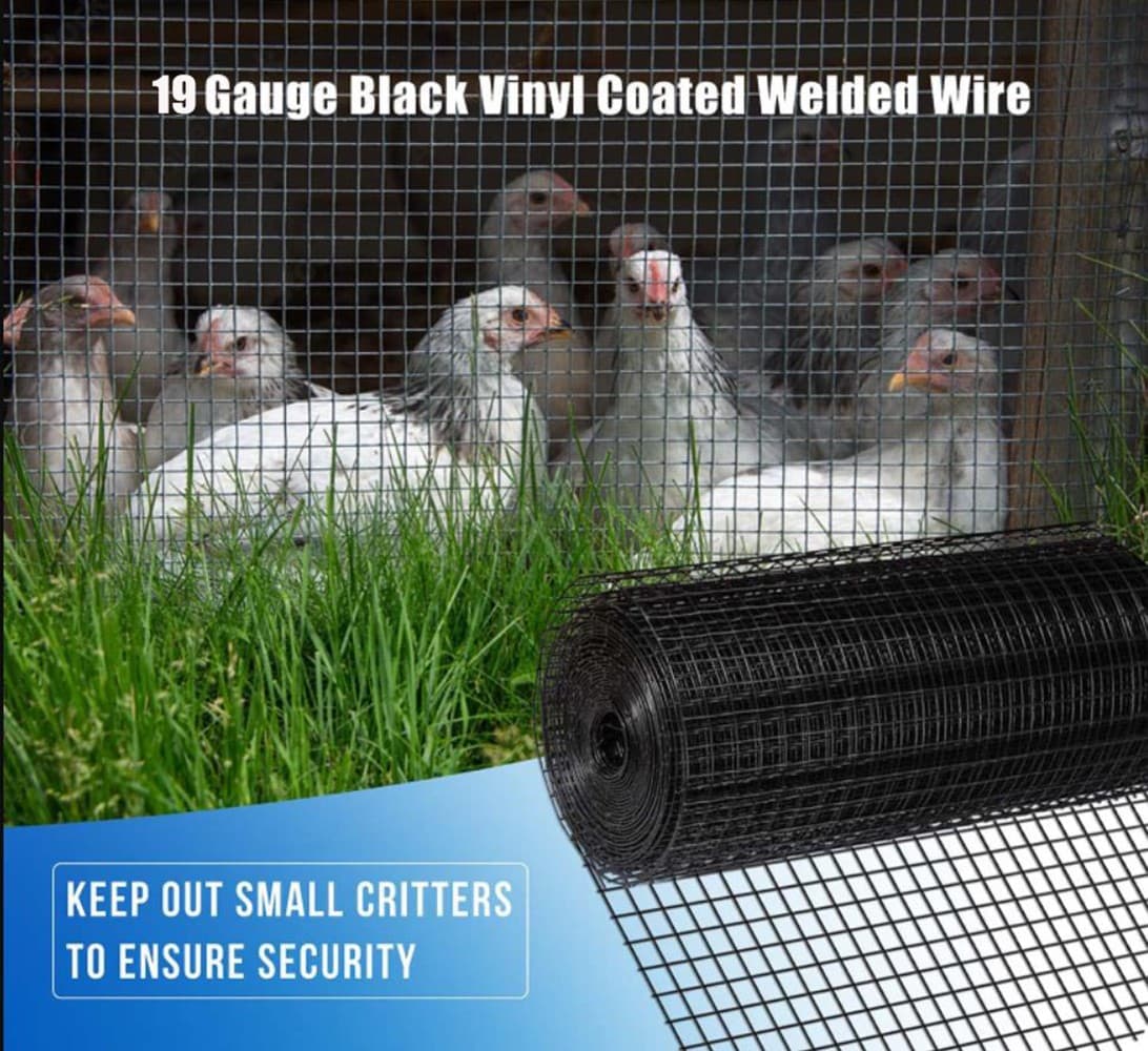 36"x50ft Black Vinyl Hardware Cloth, 1/4 Inch 19 Gauge Welded Wire Fence 6