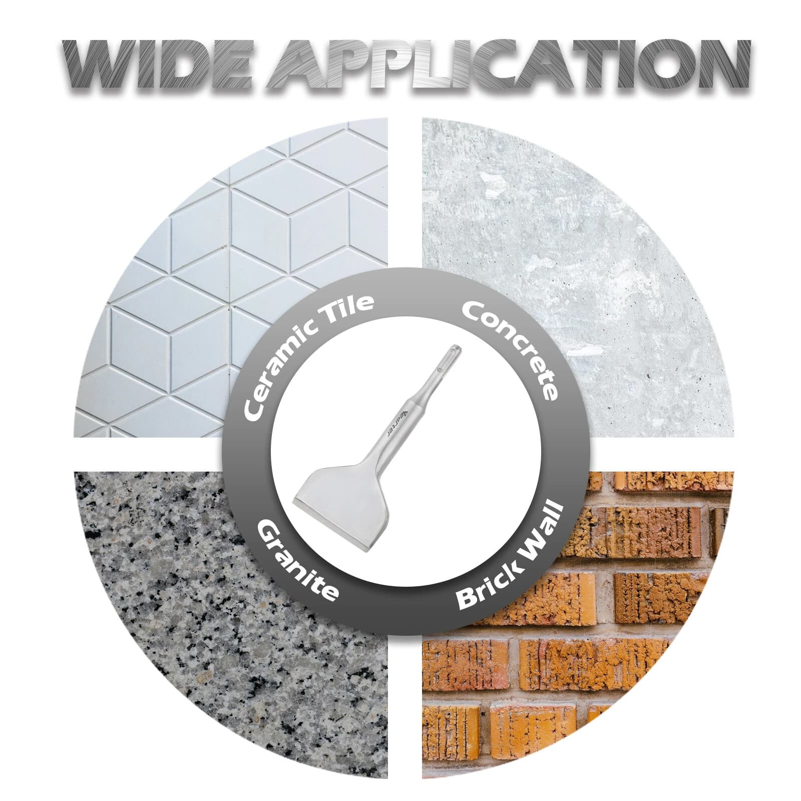 Vearter SDS PLUS Floor Scraper 3''X6.3''  Curved Chisel Bit for Hammer Drill 2