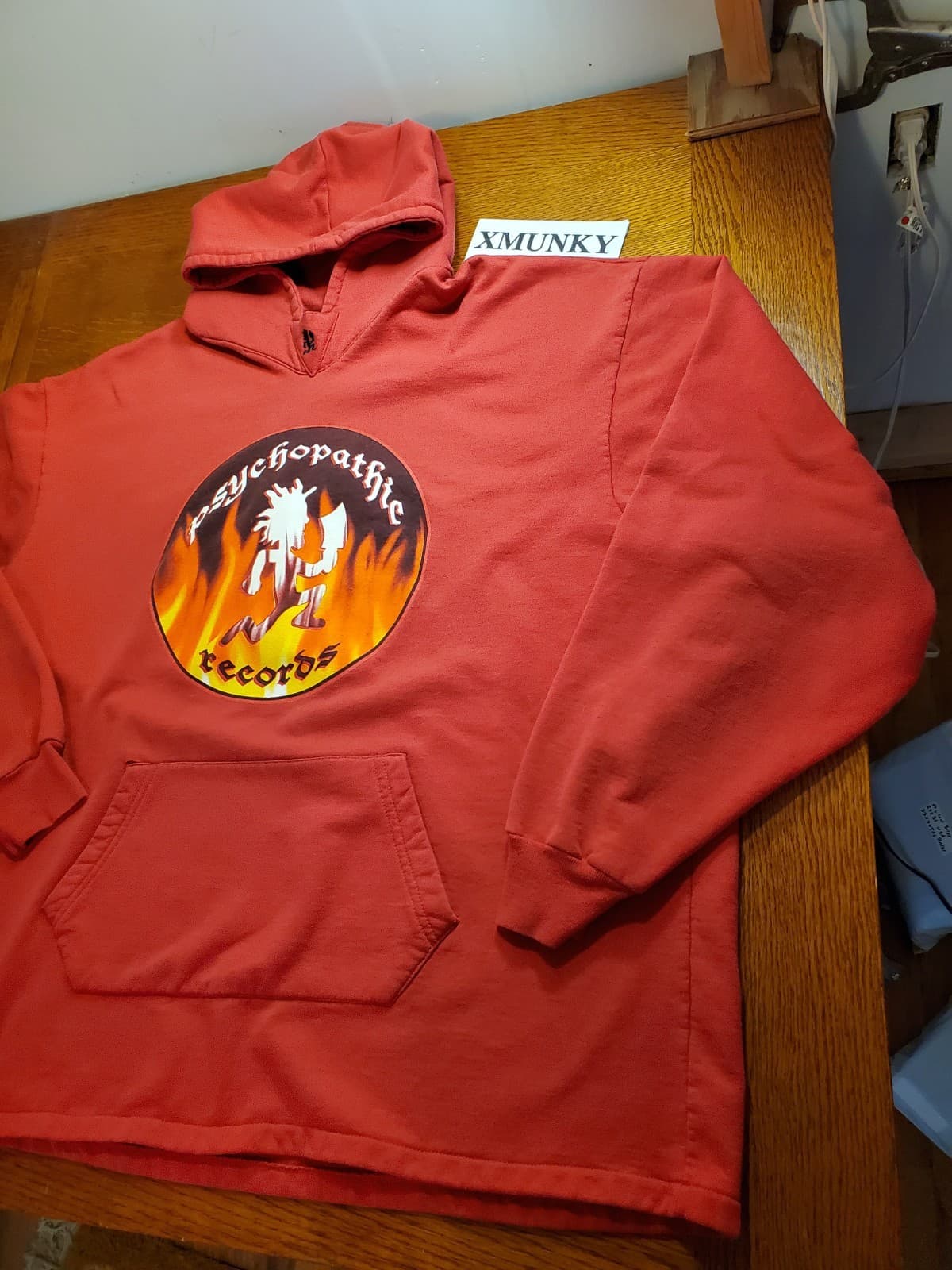 Vtg Psychopathic Records Insane Clown Posse Hoodie XXXL Hatchetman Red Flames 4