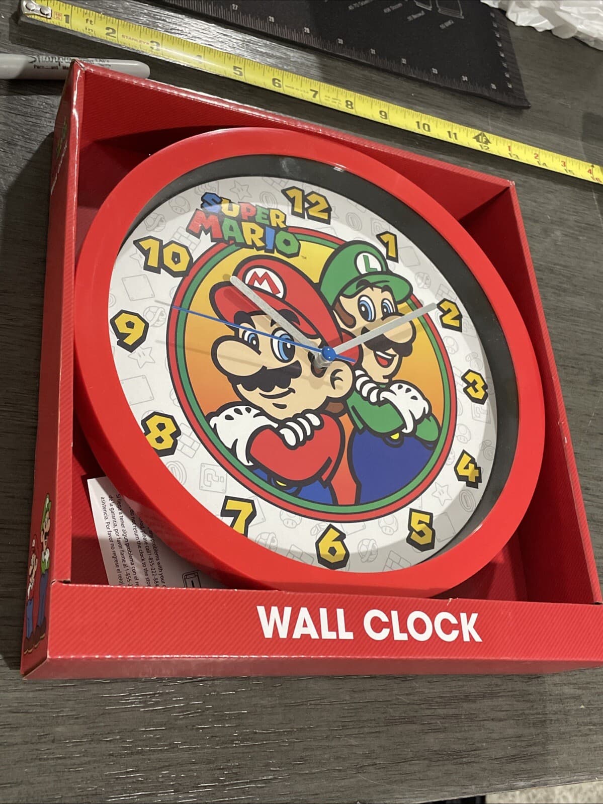 New! Nintendo SUPER MARIO LUIGI Wall Clock Analog Display Game Room Gamer Switch