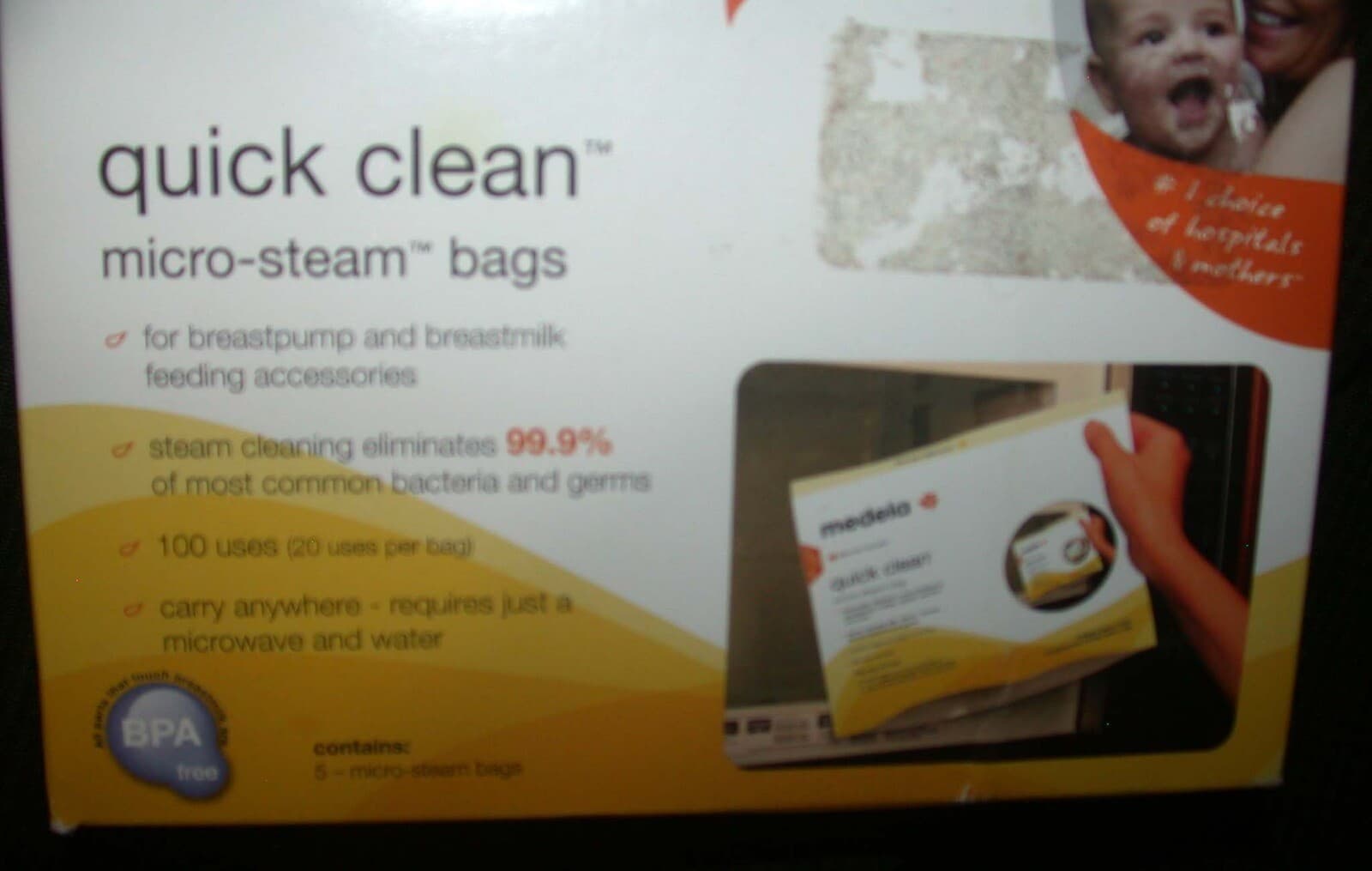 MEDELA Quick Clean Micro-Steam Bags Two Boxes Lot 9 Total New Breast Feeding 2