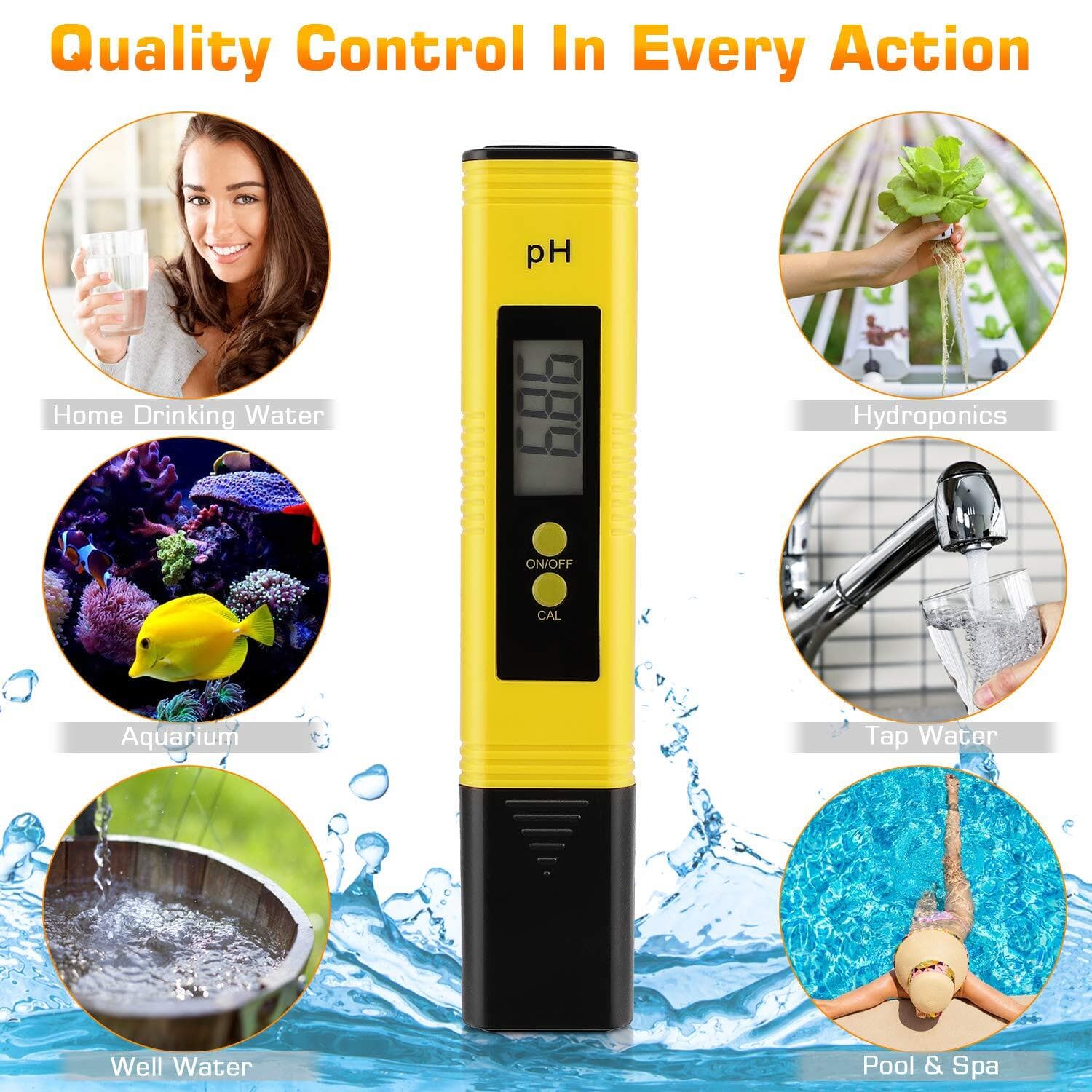 2xPH Meter Digital PH Tester0-14PH for Drinking Water,Food,Brewing,Pool,Aquarium 3