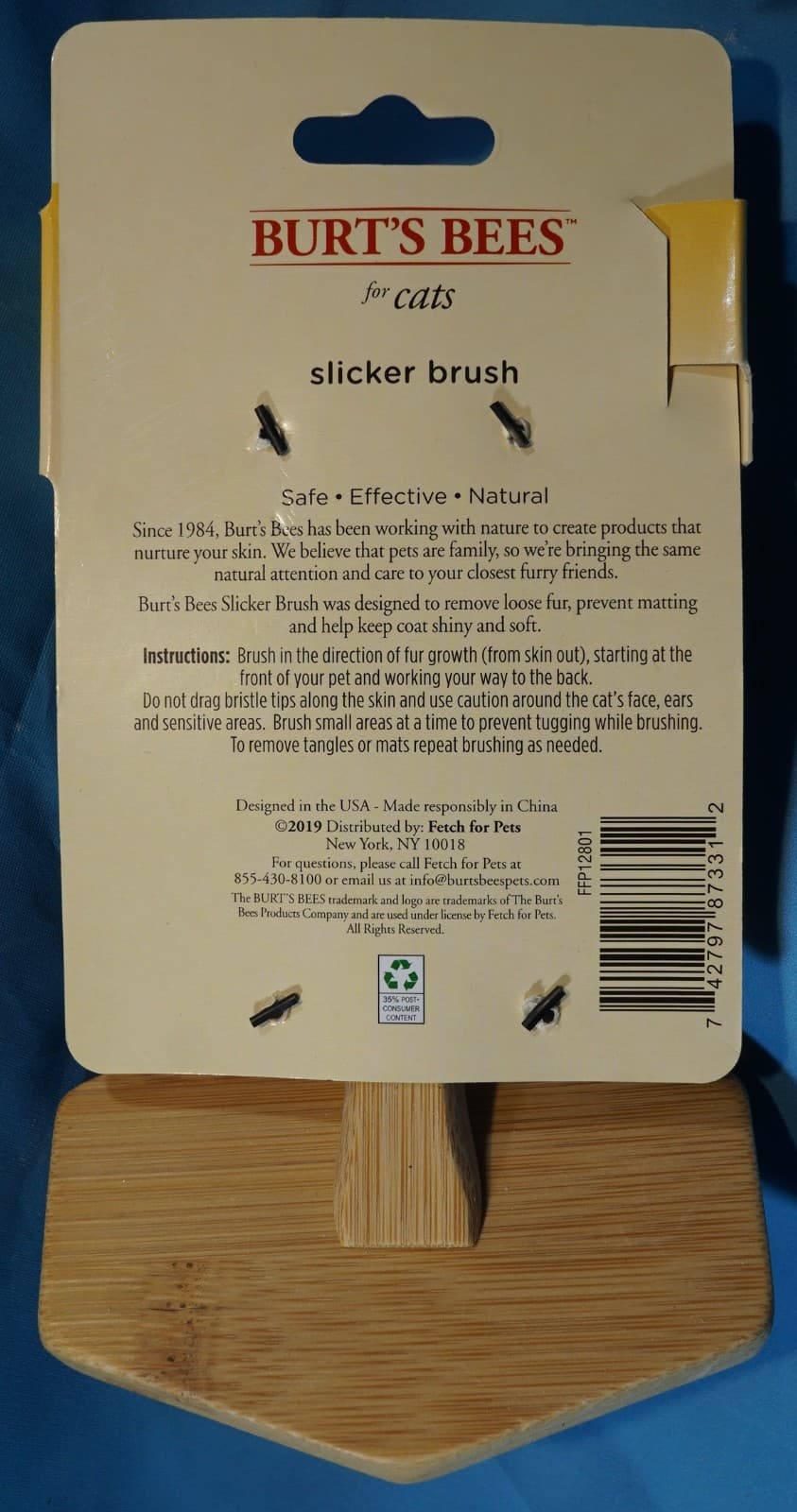 NEW Burt's Bees for Pets Slicker Brush Removes Loose Cat Fur Prevents Matting 2