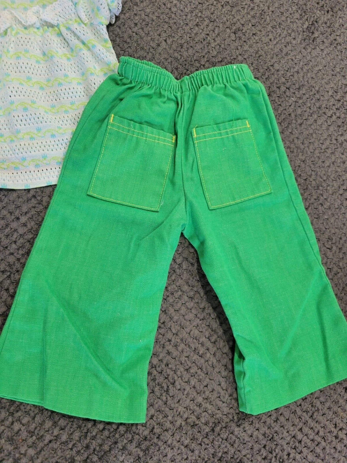 Vintage 80s Buster Brown Kmart Green Shirt Pants Size 12-18mo Toddler Girl Set 3