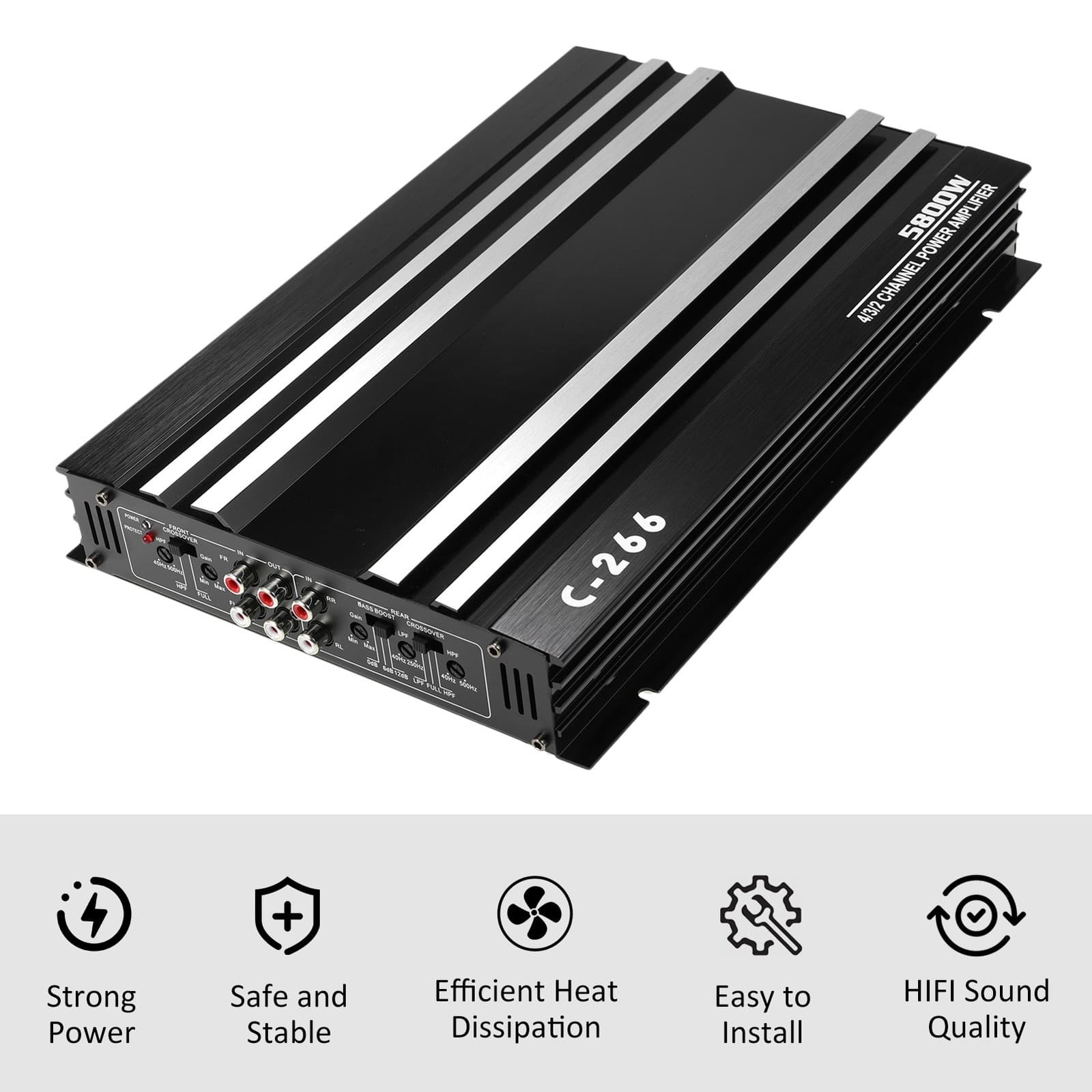 5800W Watt 4-Channel Car Truck Amplifier Stereo Audio Speaker Amp Device TPGE 2