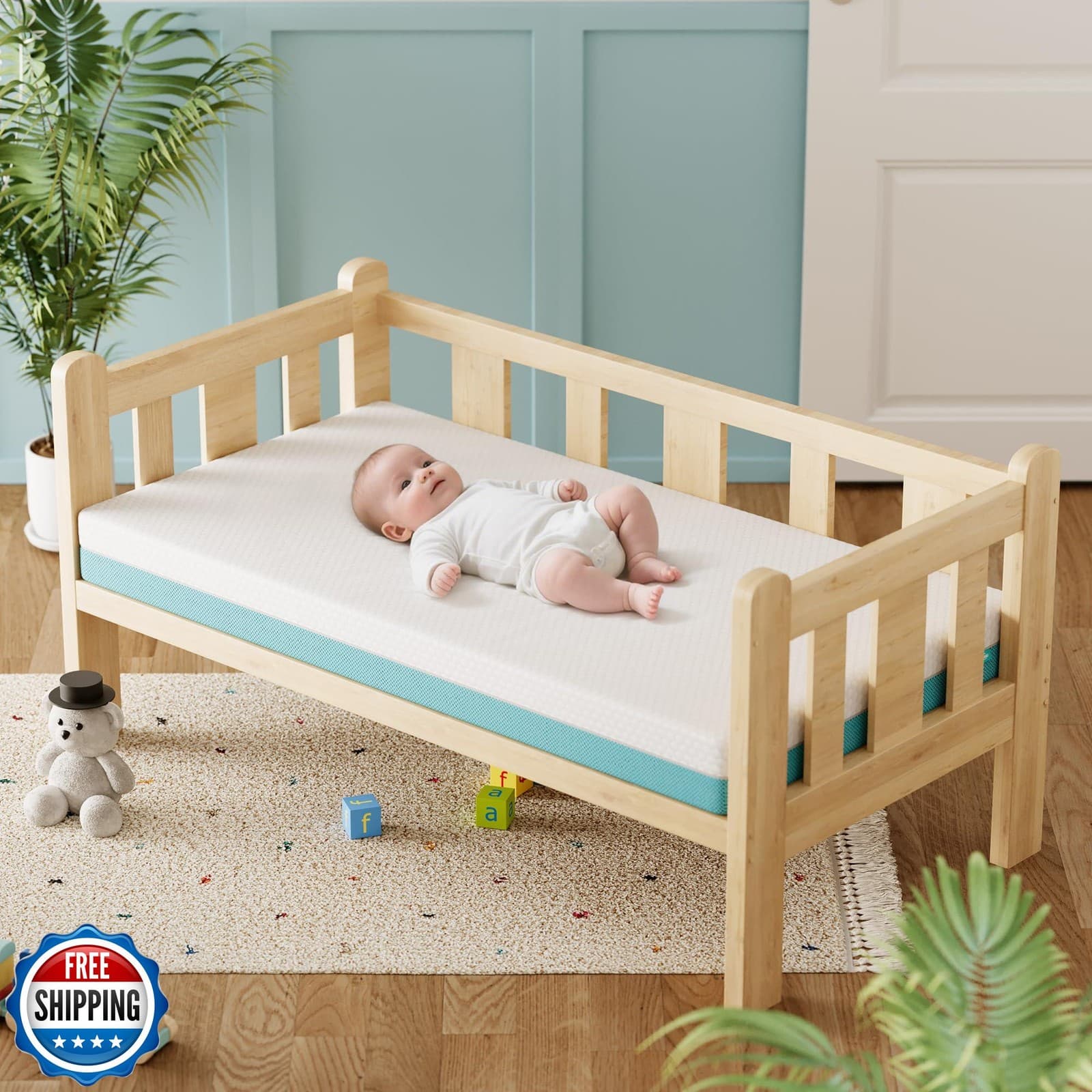 TeQsli Crib Mattress, Memory Foam Toddler Mattress with Breathable Washable C 2
