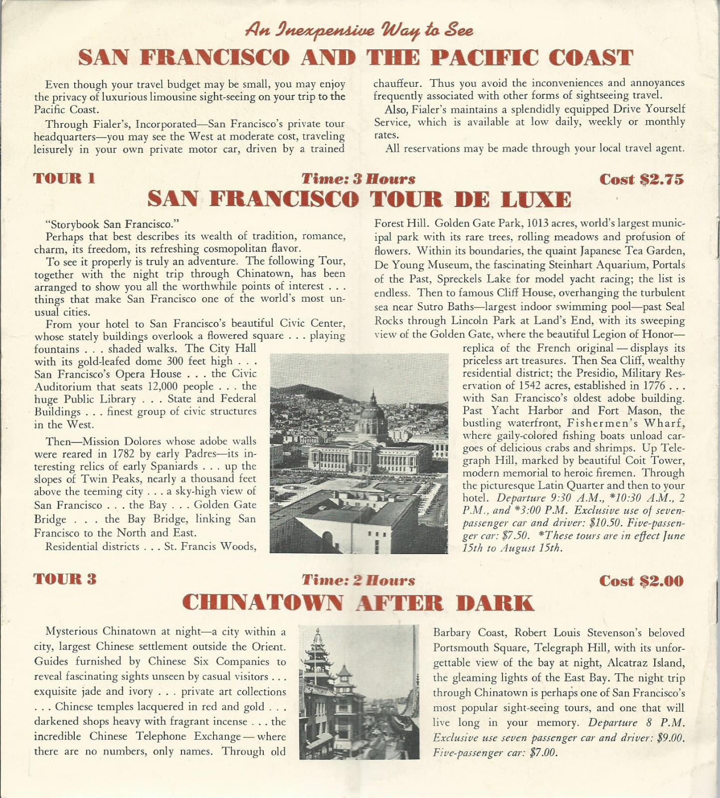 1939 Fialer's Inc Tours San Francisco & Pacific Coast Golden Gate Int'l Expo  2