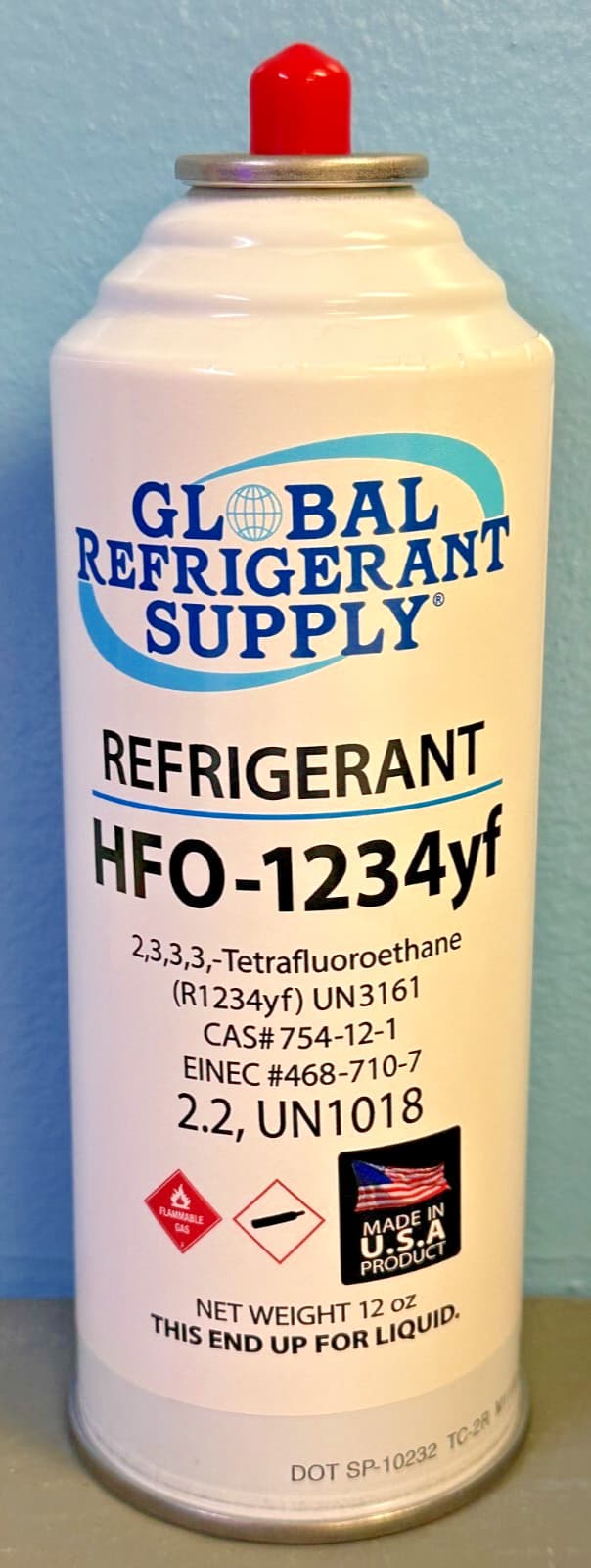 R1234yf, "LARGE" 12 oz. Can Refrigerant Automotive Air Conditioning