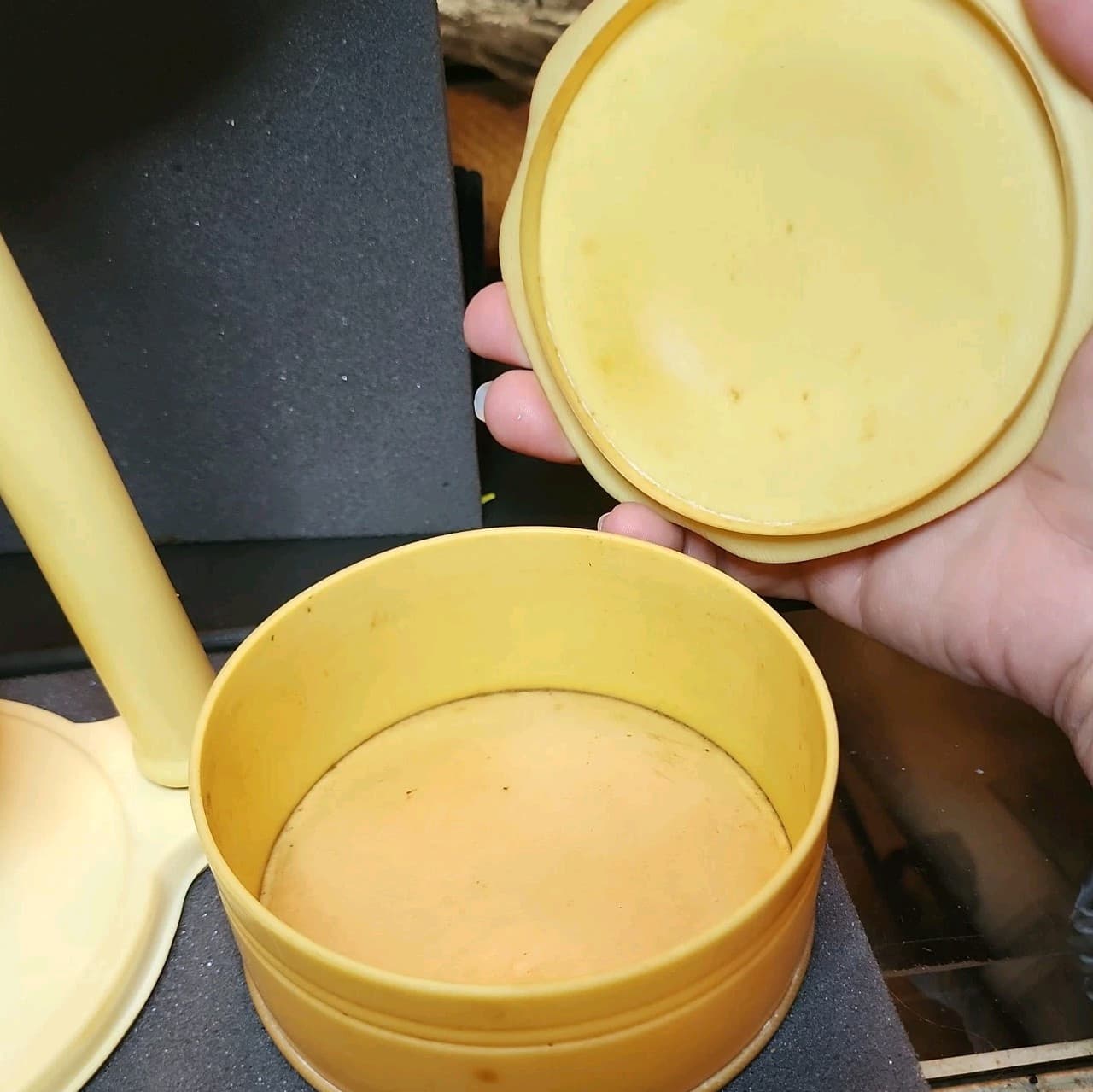 Antique Fuller Signed Celluloid Barber Shaving Set w/Mirror, Brush, & Powder Jar 5