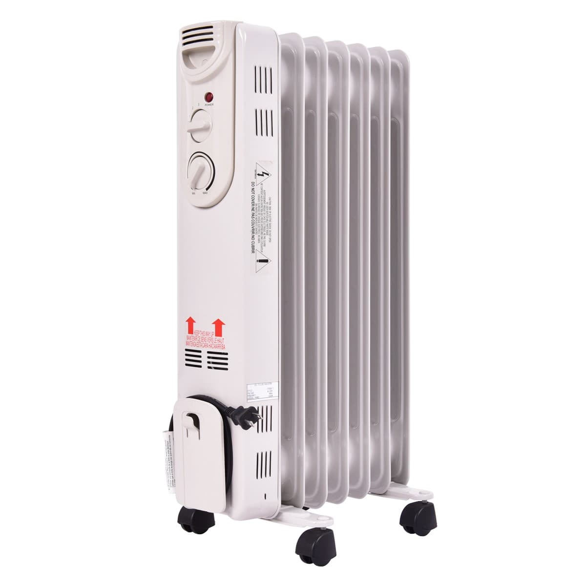 1500W Electric Oil Filled Radiator Portable Space Heater Thermostat Radiant 2