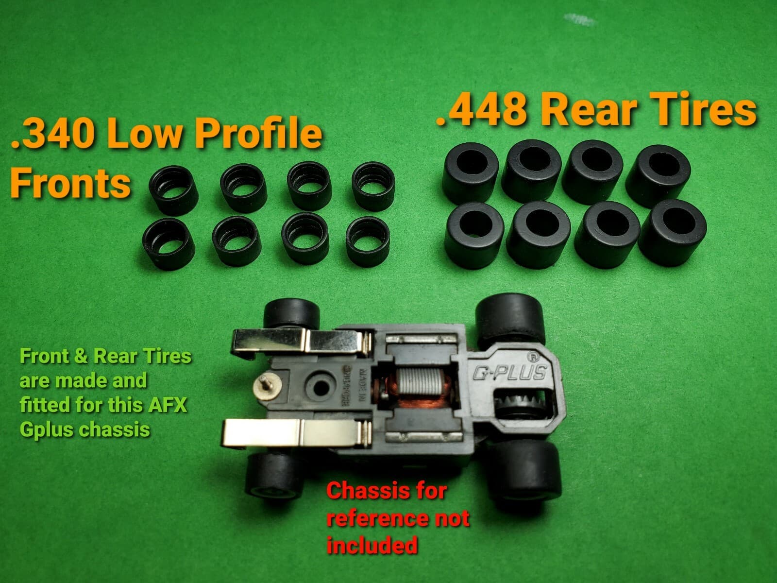 AFX G+ G-PLUS AURORA LOW profile FRONTS & REARS Upgrade Set 16 HO Slot Car tires 2