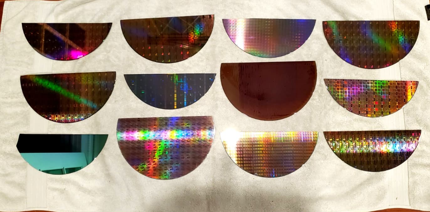 12 PC Lot Half Moon Silicon Semiconductor Lithography 300mm Wafer Slices Lot #DF 3