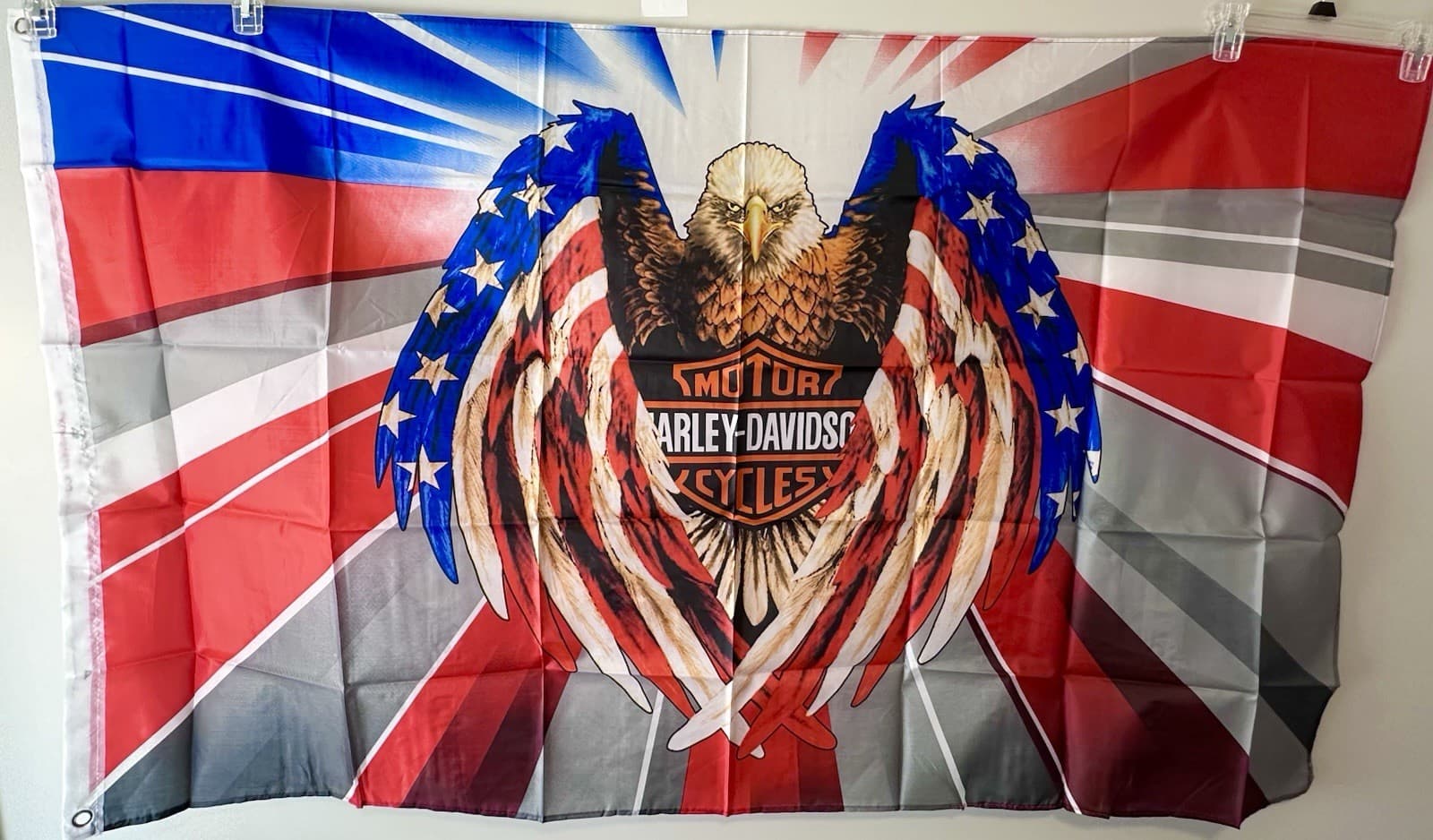 Harley Davidson Eagle Flag USA 3’X5’ 2 Grommets  2