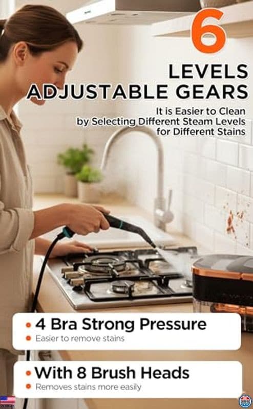 1500W High-Pressure Steam Cleaner - Portable Handheld, 4 Bar, 15s Heat-Up, 20 4