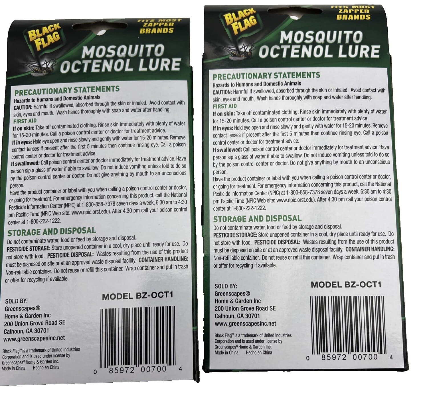 Black Flag Mosquito Octenol Lure 30 Day BZ-OCT1 Lot of 2 Fits Most Brand Zappers 4