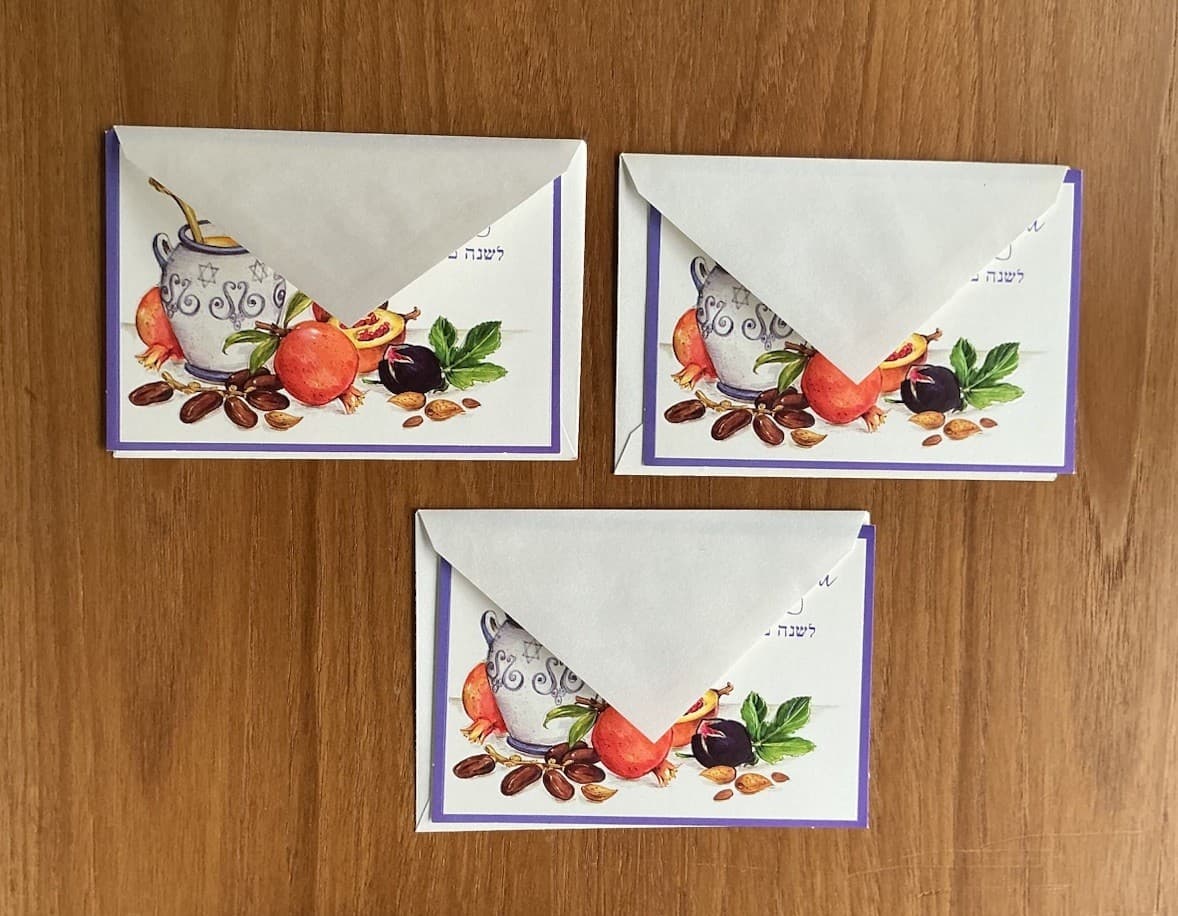 Vintage Gibson Rosh Hashanah Greeting Cards Three Cards Three Envelopes 90’s Era