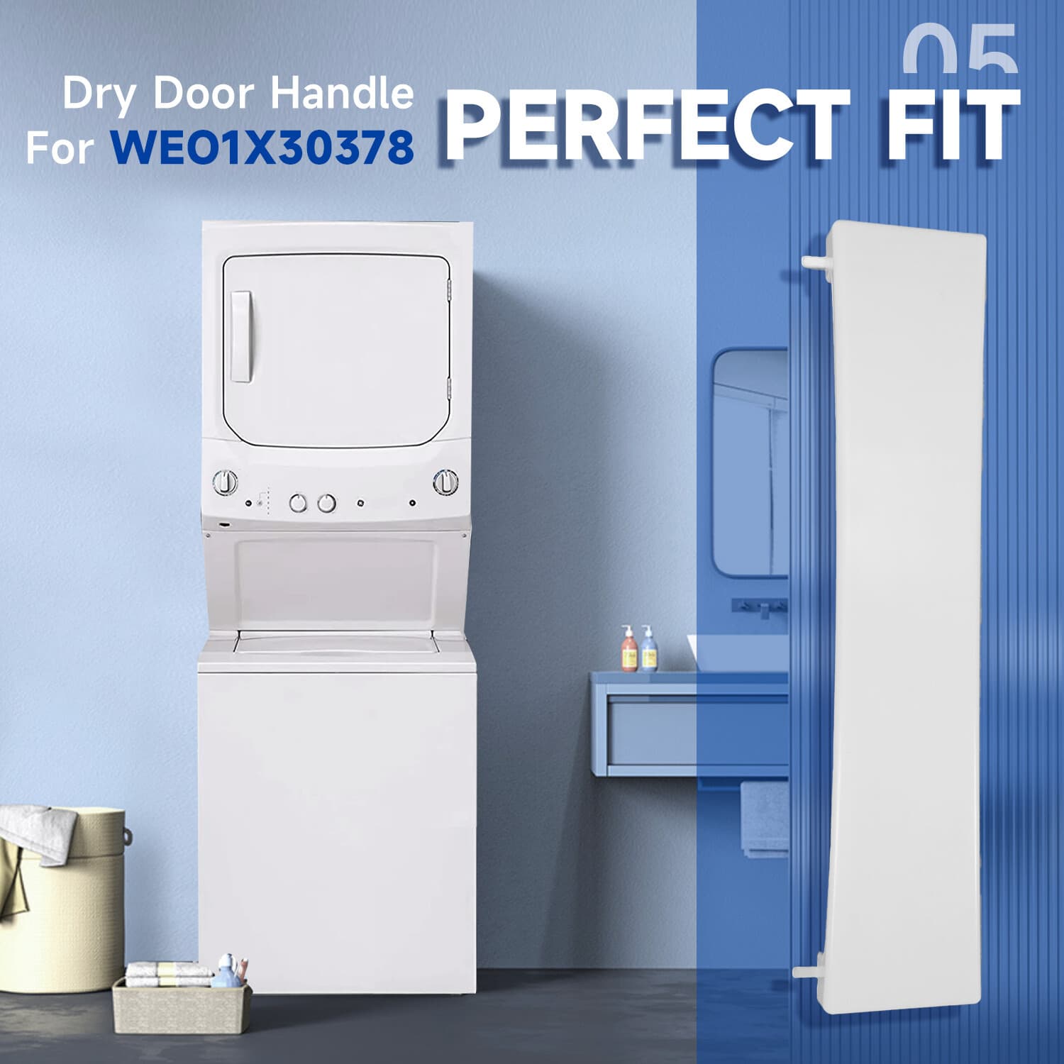 New Dryer Solid Door Handle White For GE Dryer #WE01X30378 #WE1M1068 #PS1177202 3