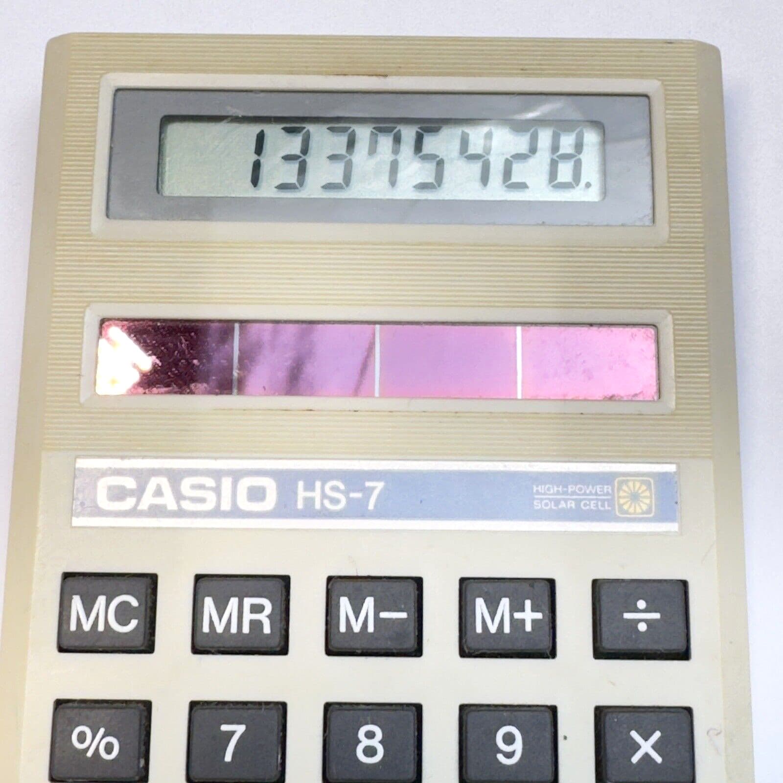 Casio HS-7 Solar Powered Calculator 8 Digit Vintage Tested 3