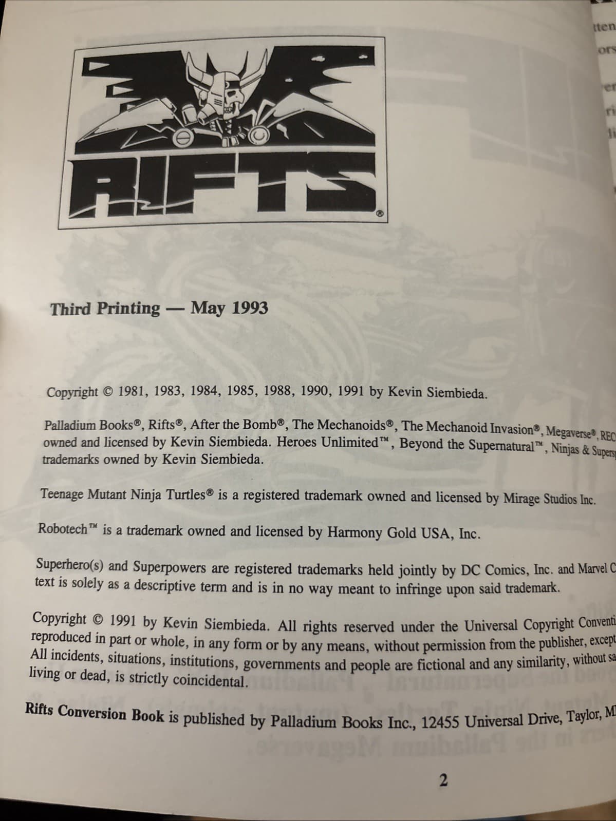 Rifts RPG Conversion Book 1993  Palladium Books 5