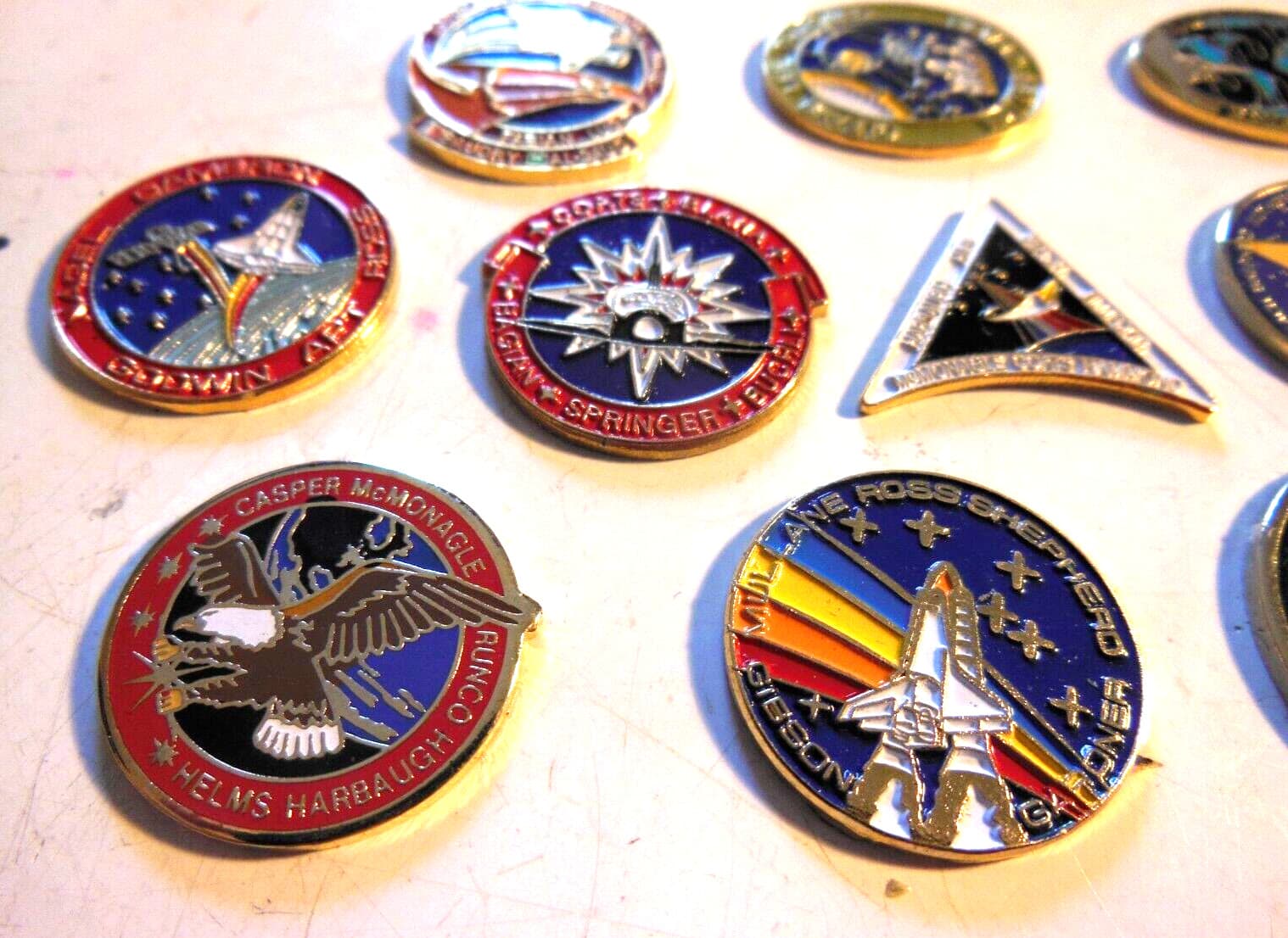 NASA Space Shuttle METAL ENAMELED Lot of 12 diff. Columbia- crew names crafts 3