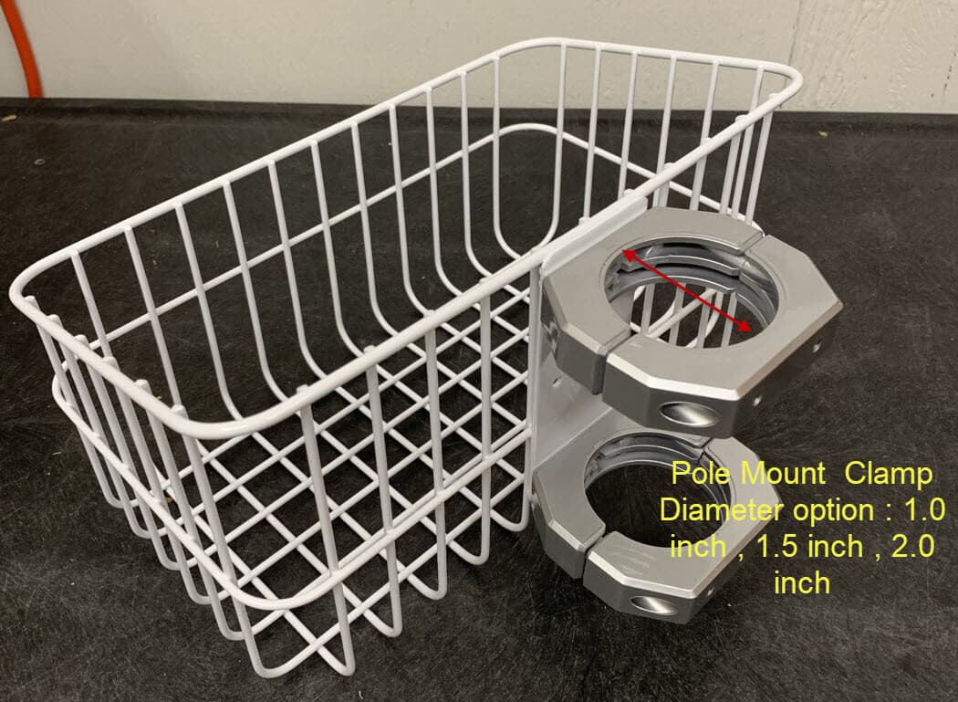 SMALL  SIZE  MEDICAL POLE MOUNT BASKET WITH OPTIONAL POLE CLAMPS 3
