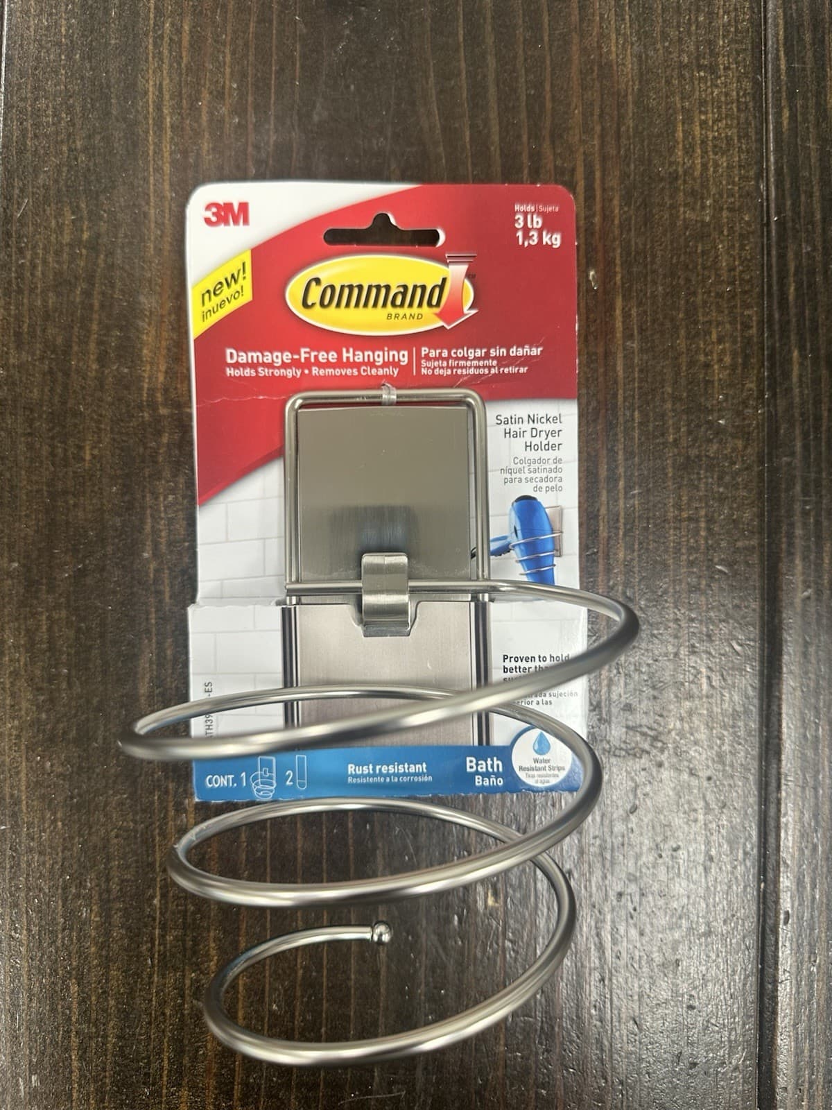 Damage Free Hanging Hair Dryer Holder, Satin Nickel Up To 3 Lbs By 3M 5